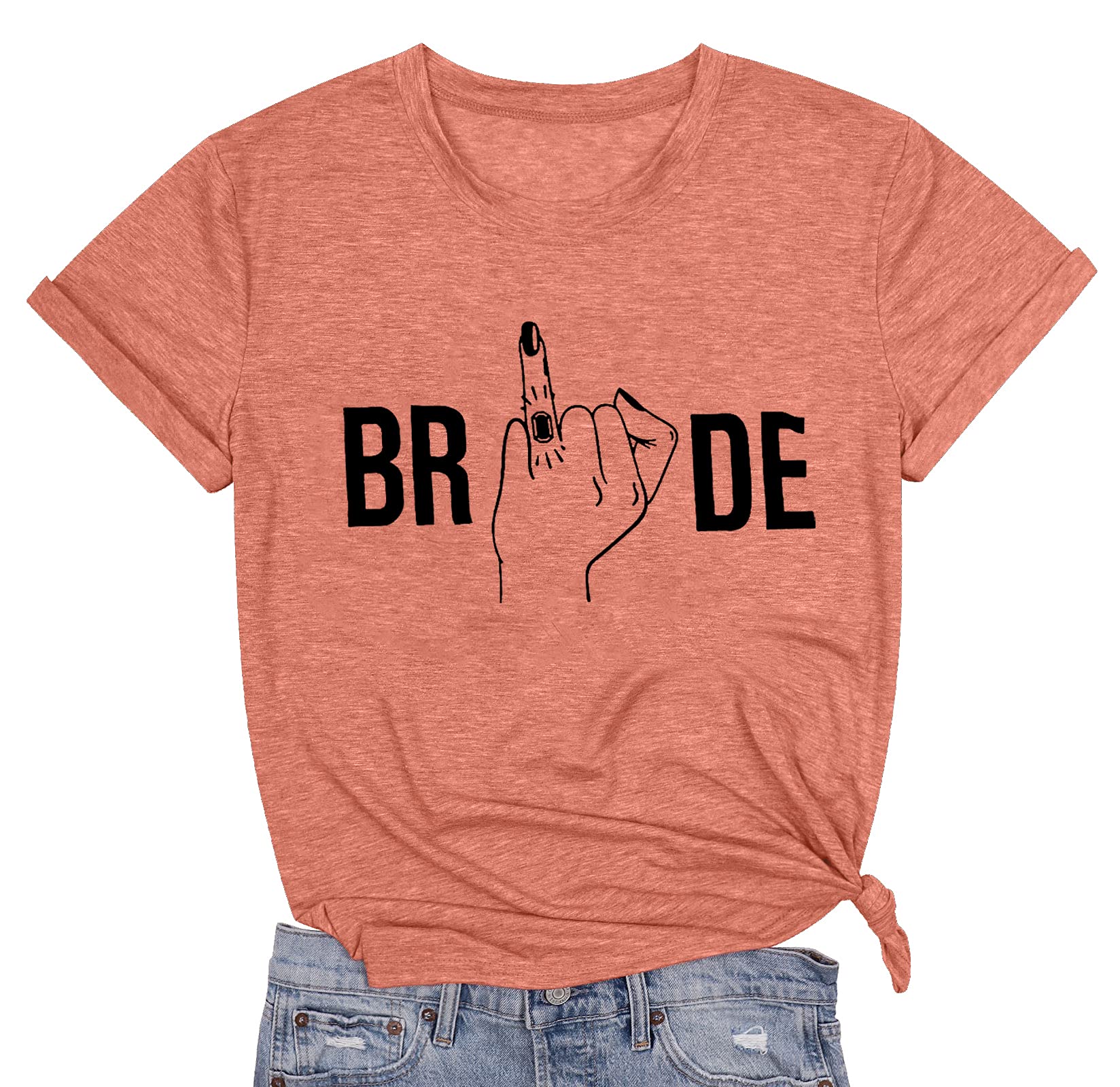 Bachelorette Party Shirts for Bride - Cute Engaged Ring Finger T-Shirt for Women, Wedding Honeymoon & Bridal Shower Outfit - Perfect for Pre-Wedding Celebrations & Bridesmaid Gifts