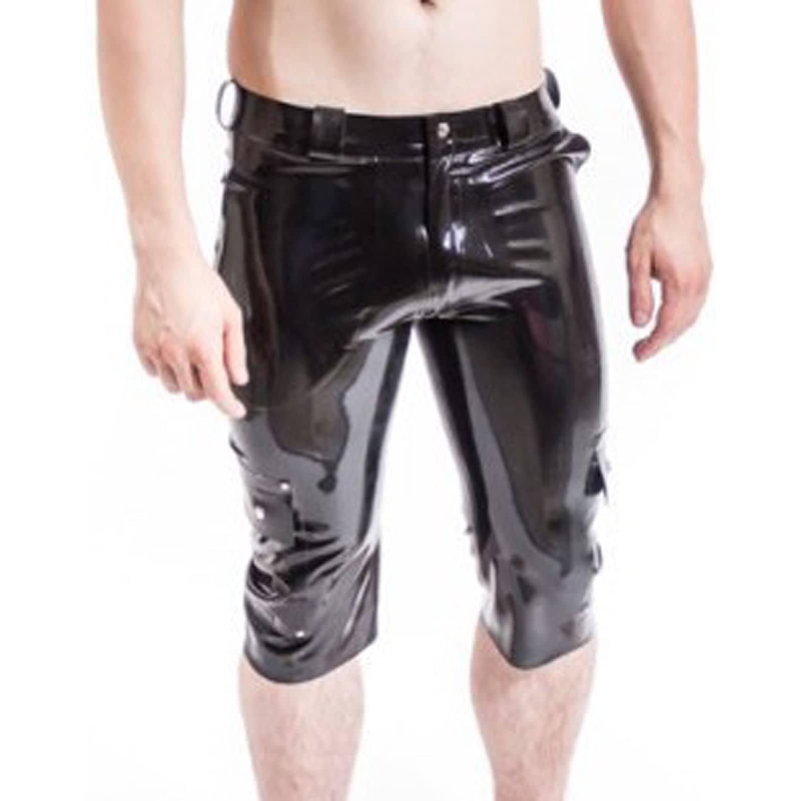 Sexy Black Latex Boxer Shorts for Women - Long Leg with Zipper & Pockets - Purple Rubber Briefs XS - Perfect for Fetish Wear, Cosplay & Sensual Lingerie