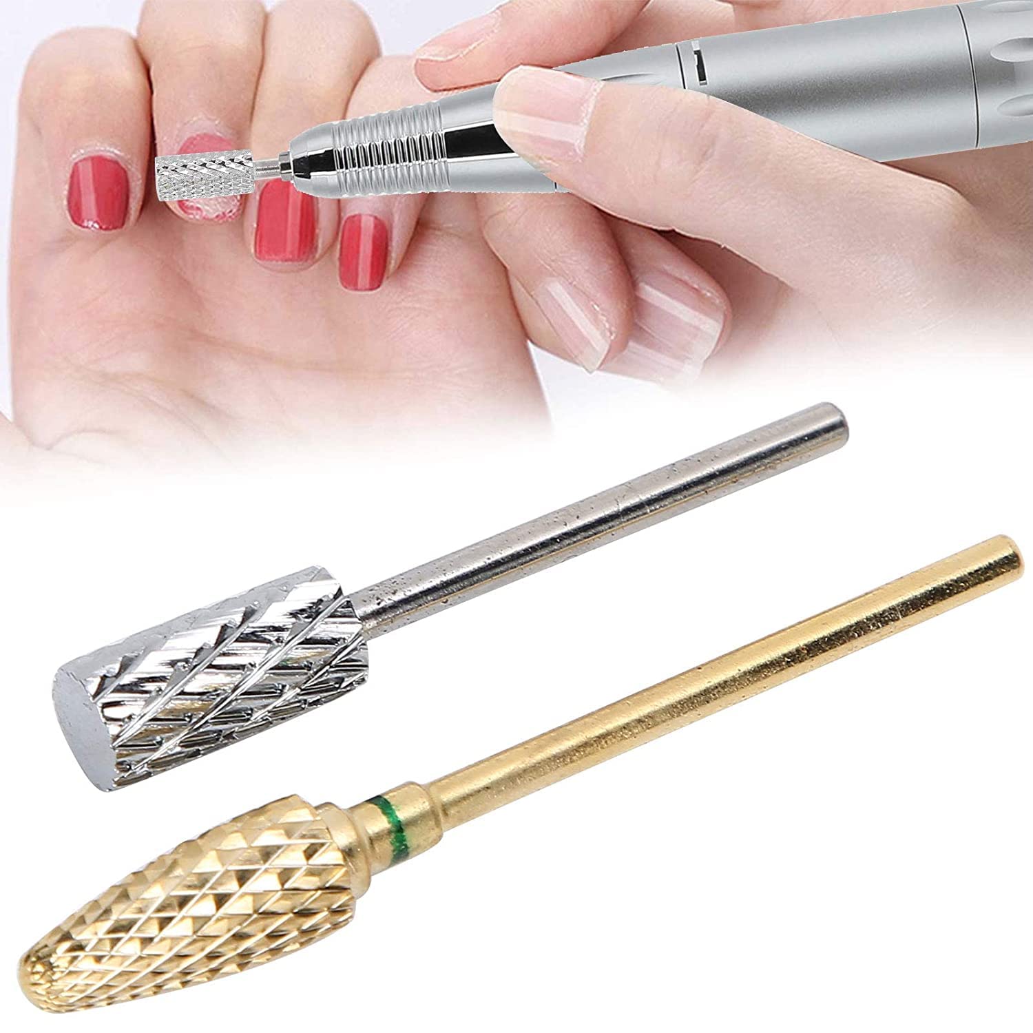2-Piece Tungsten Steel Nail Drill Bits Set - Professional Manicure Sanding Heads for Home & Salon Use | Durable Replacement for Nail Art, Acrylics & Gel Polish