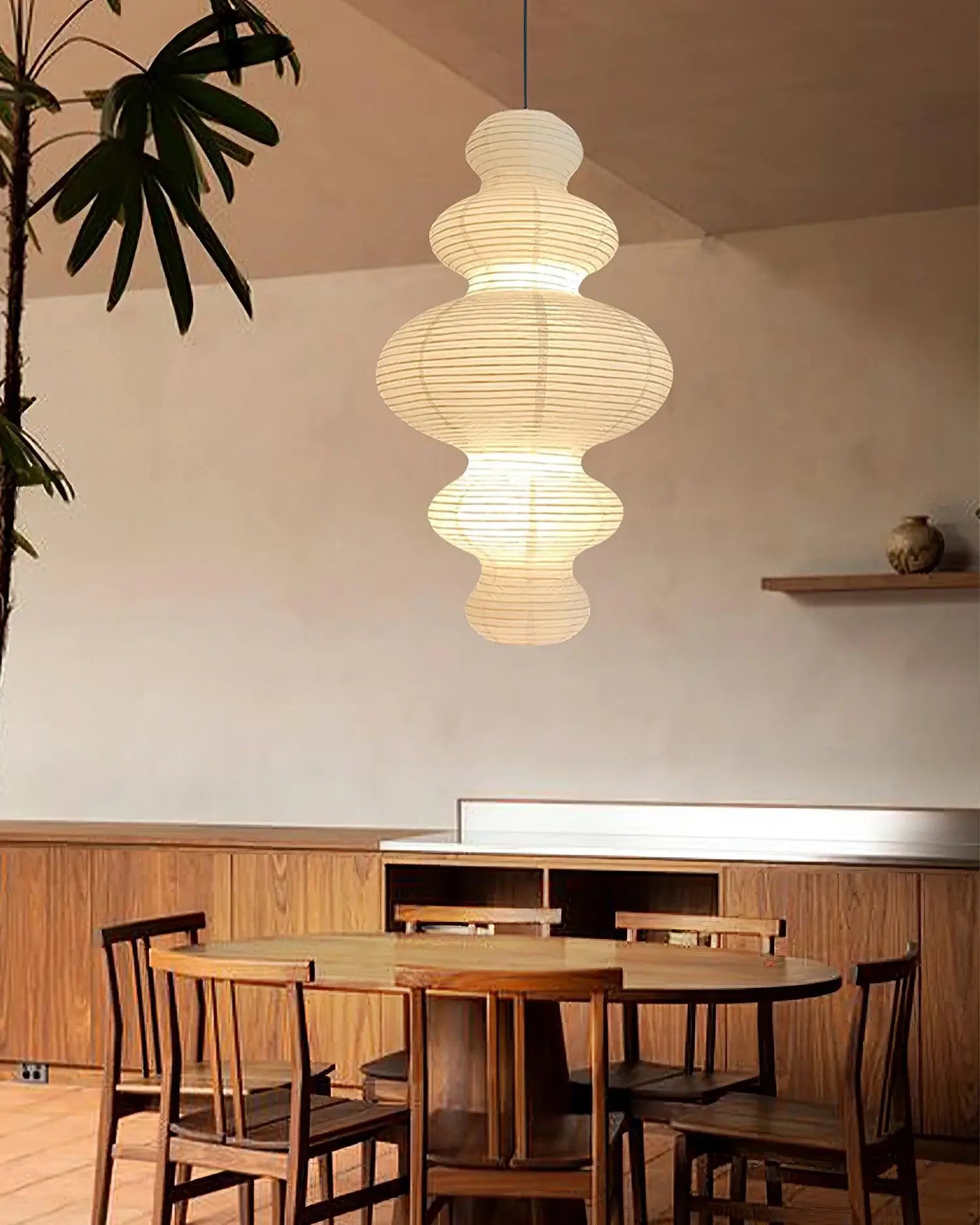 Akari Juni Pendant Lamp - Modern Japanese Paper Light Fixture for Dining Room, Bedroom & Living Room Decor