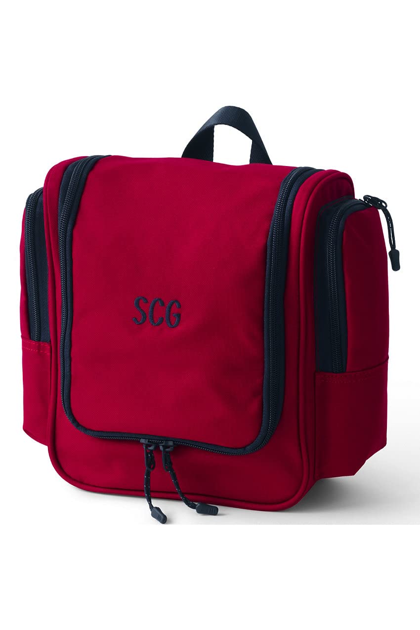 Lands' End Travel Hanging Dopp Kit for Men & Women - Deep Scarlet, One Size - Perfect for Toiletries & Cosmetics on Business Trips, Gym, Camping & Travel Accessories