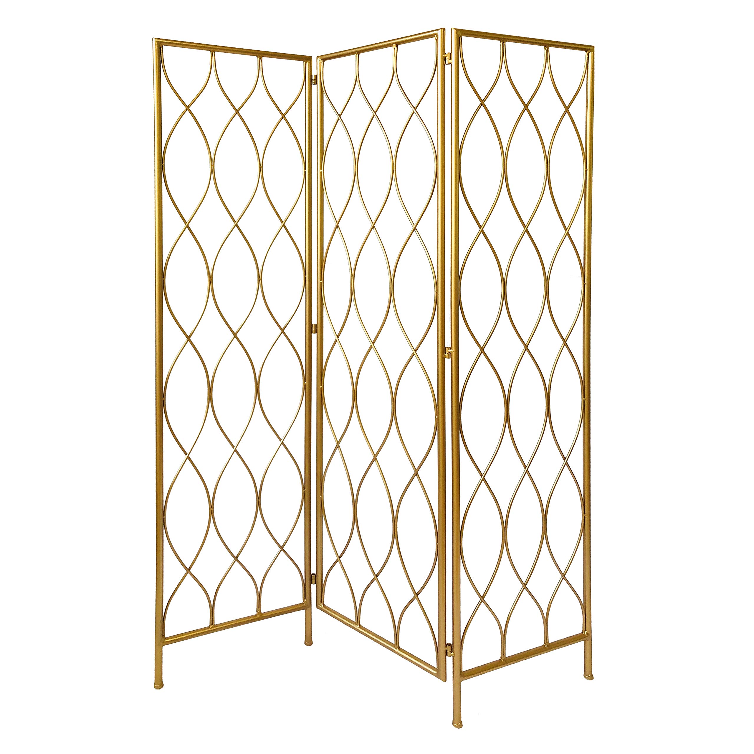 Gold Room Divider Screen SG-350 - 6-Panel Folding Privacy Partition for Home Office, Living Room, Bedroom & Studio Decor