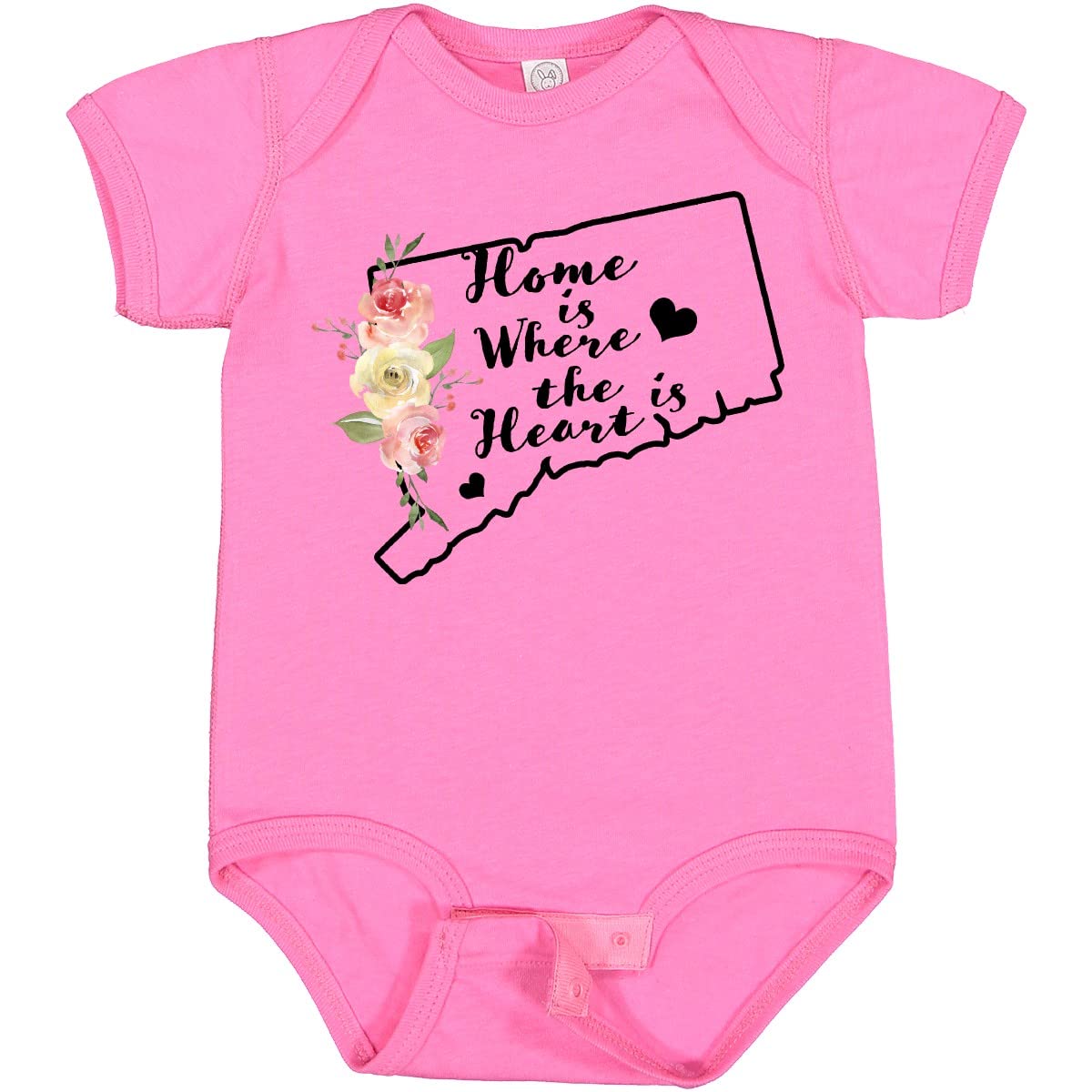 Inktastic Connecticut Home is Where The Heart is Watercolor Baby Bodysuit - Soft Cotton Onesie for Newborns, Infants & Toddlers - Perfect for Family Photos, Holidays & Everyday Wear