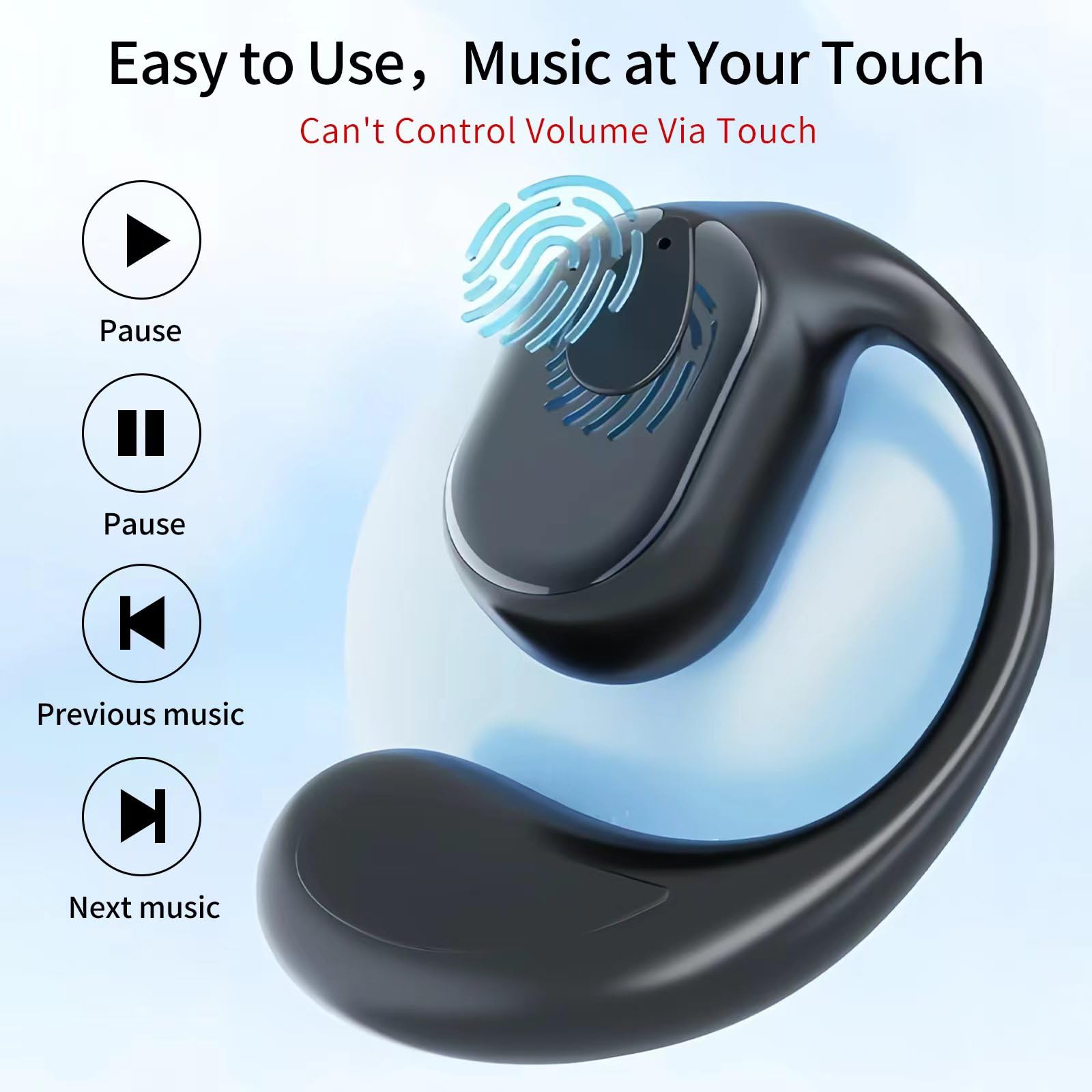 Open-Ear Wireless Headphones - Single Left Ear Bluetooth Headset with 30H Playtime, Comfortable Sports Earbuds for Running, Driving, Work & Cycling - Compatible with iPhone & Android - Perfect for Outdoor Activities, Commuting & Office Use