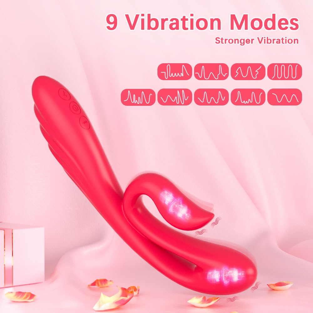 G Spot Vibrator for Women - 9 Powerful Vibration Modes, Clitoral & Nipple Stimulation Rabbit Dildo - Adult Sex Toy for Couples (Orange) | Perfect for Solo Play & Romantic Nights