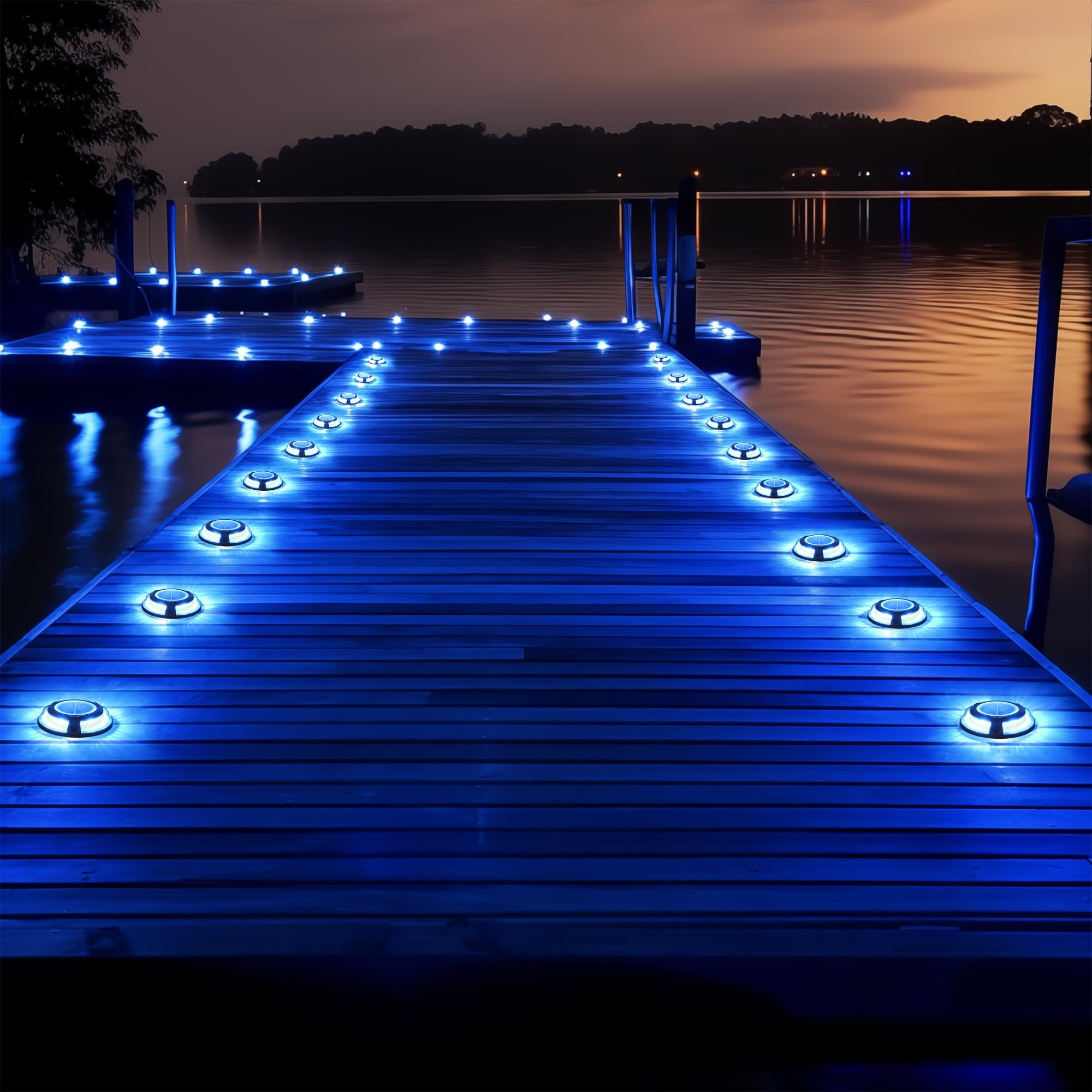 Brizled 12 Pack Solar Driveway Lights - 2 Colors in 1 (Cool White/Blue), IP67 Waterproof Outdoor Deck & Marine Lights for Sidewalk, Pathway, Walkway, Garden, Yard - Perfect for Nighttime Safety & Landscape Lighting