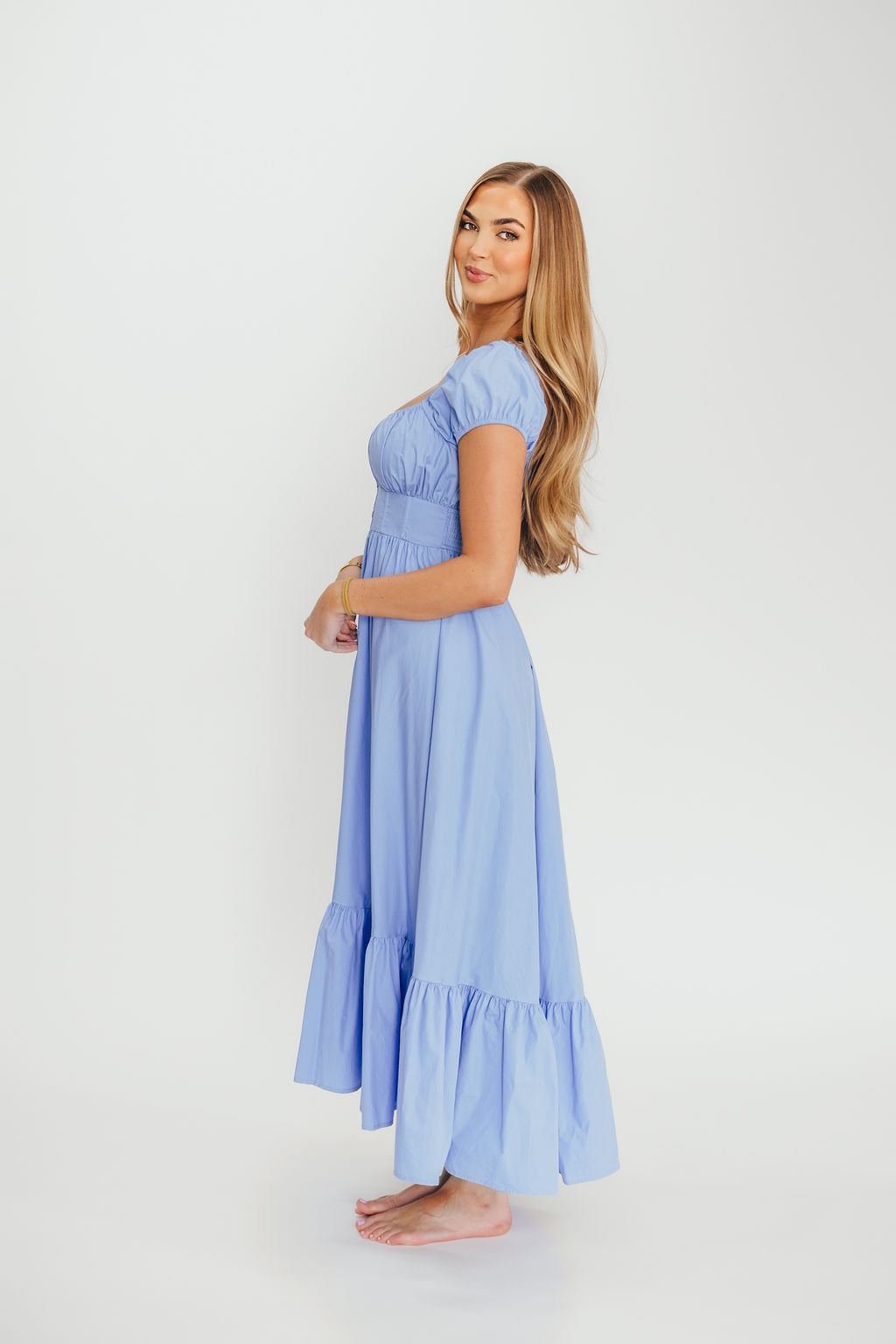 Light Blue Hannah Midi Dress for Women | Flowy Summer Dress with Pockets | Perfect for Beach Vacations, Brunch Dates & Casual Outings