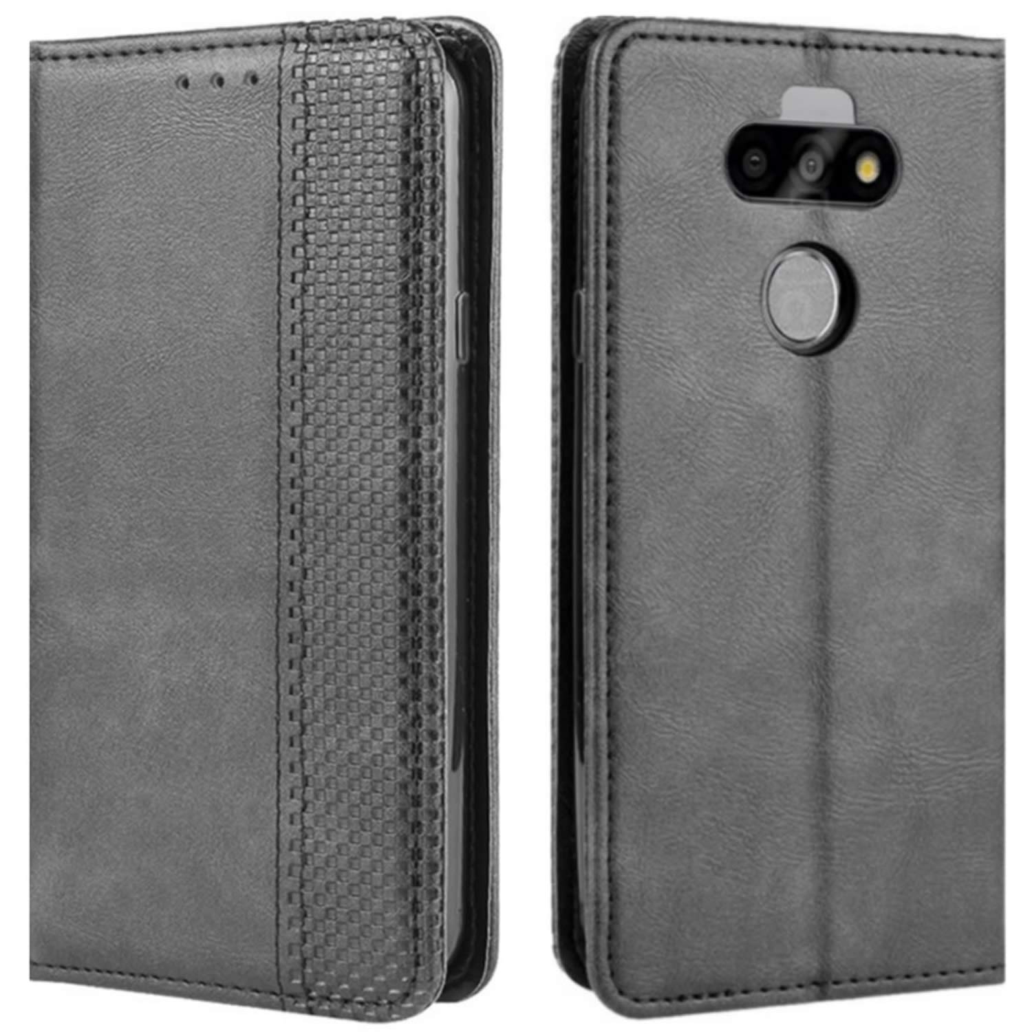 LG K31 Case, LG Aristo 5 Case, LG Aristo 5 Plus Case - Retro PU Leather Shockproof Wallet Flip Cover with Card Holder & Magnetic Closure | Perfect for Daily Use, Travel & Business (Black)