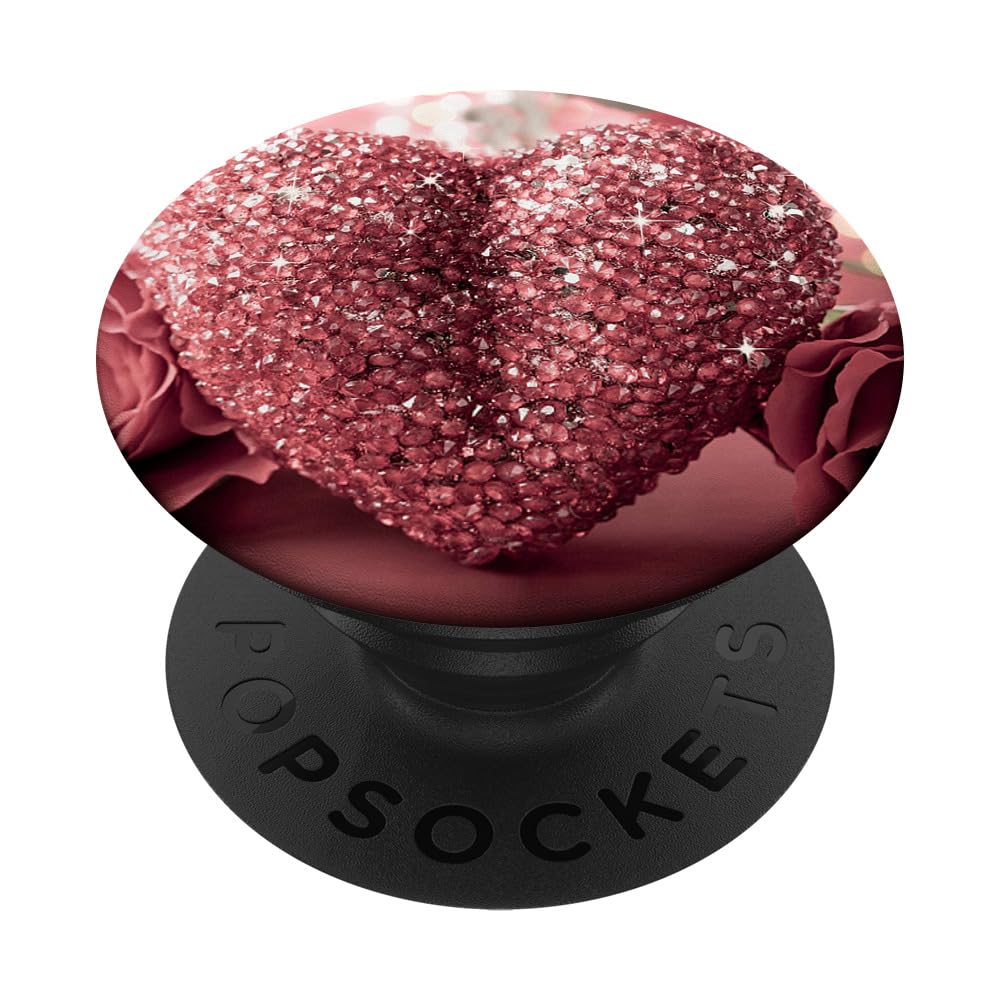 Rose Gold PopSocket Phone Grip with Heart Design - Secure & Adjustable Stand for Smartphones - Perfect for Selfies, Video Calls, and Hands-Free Use