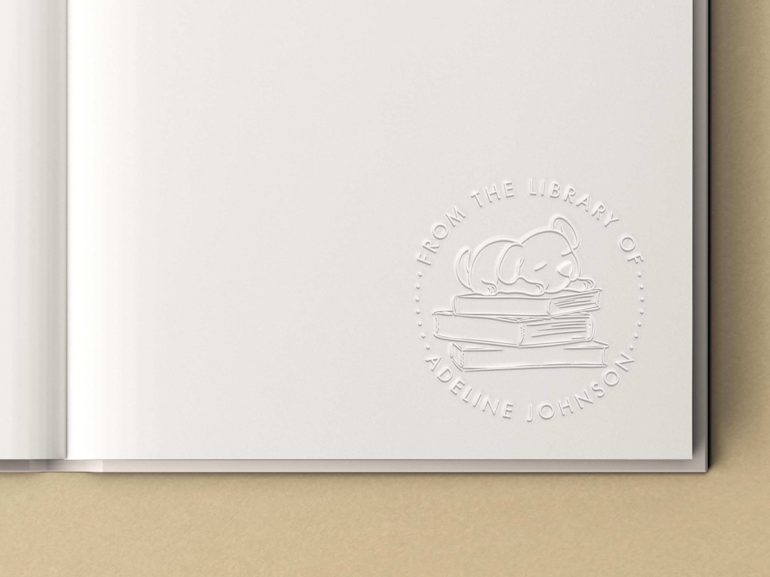 Personalized Sleeping Dog Book Embosser - Custom Puppy Dog Embossing Stamp for Pet Lovers | Unique Library Stamp Gift for Book Owners | Perfect for Personalizing Books, Journals & Pet-Themed Gifts