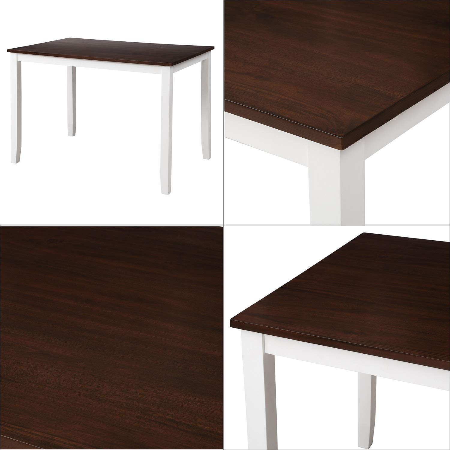 Rhomtree 5-Piece Wood Dining Table Set with 4 Chairs - White Kitchen Dinette Set for Small Spaces | Perfect for Breakfast Nook, Apartment Dining, and Family Meals