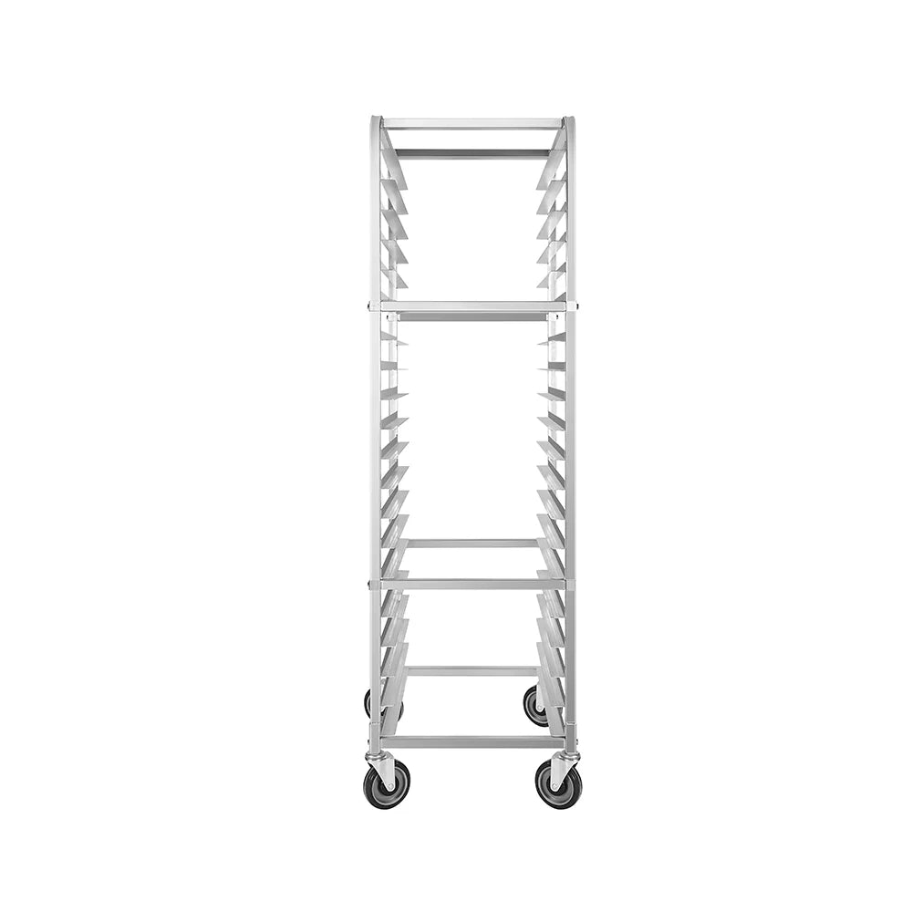 Atosa MPRA 20 Heavy Duty Commercial 20 Pan End Load Bun & Sheet Pan Rack with Wheels - Stainless Steel Kitchen Storage for Restaurants, Bakeries, and Catering Services