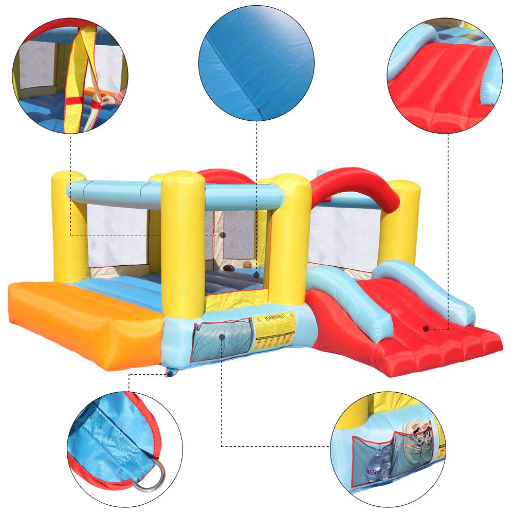 Inflatable Bounce House with Basketball Hoop, Ball & Slide - Kids Outdoor Play Equipment for Birthday Parties, Backyard Fun & Summer Activities
