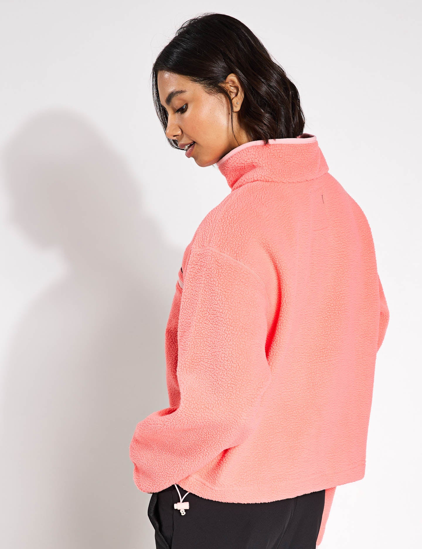 Helvetia II Cropped Sherpa Half Snap Fleece Jacket - Women's Warm Winter Pullover for Outdoor Hiking & Casual Wear | Alpenglow Color