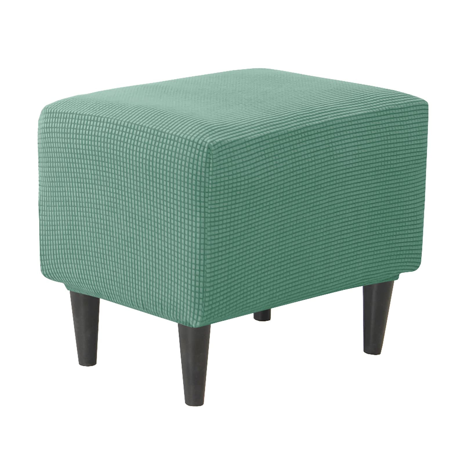 Elastic Rectangle Ottoman Slipcover - Stretchable Footstool Protector Cover with Plaid Design & Secure Elastic Bottom, Perfect for Storage Ottomans & Pet-Friendly Furniture (Green, Small) - Ideal for Living Room, Bedroom & Pet Areas