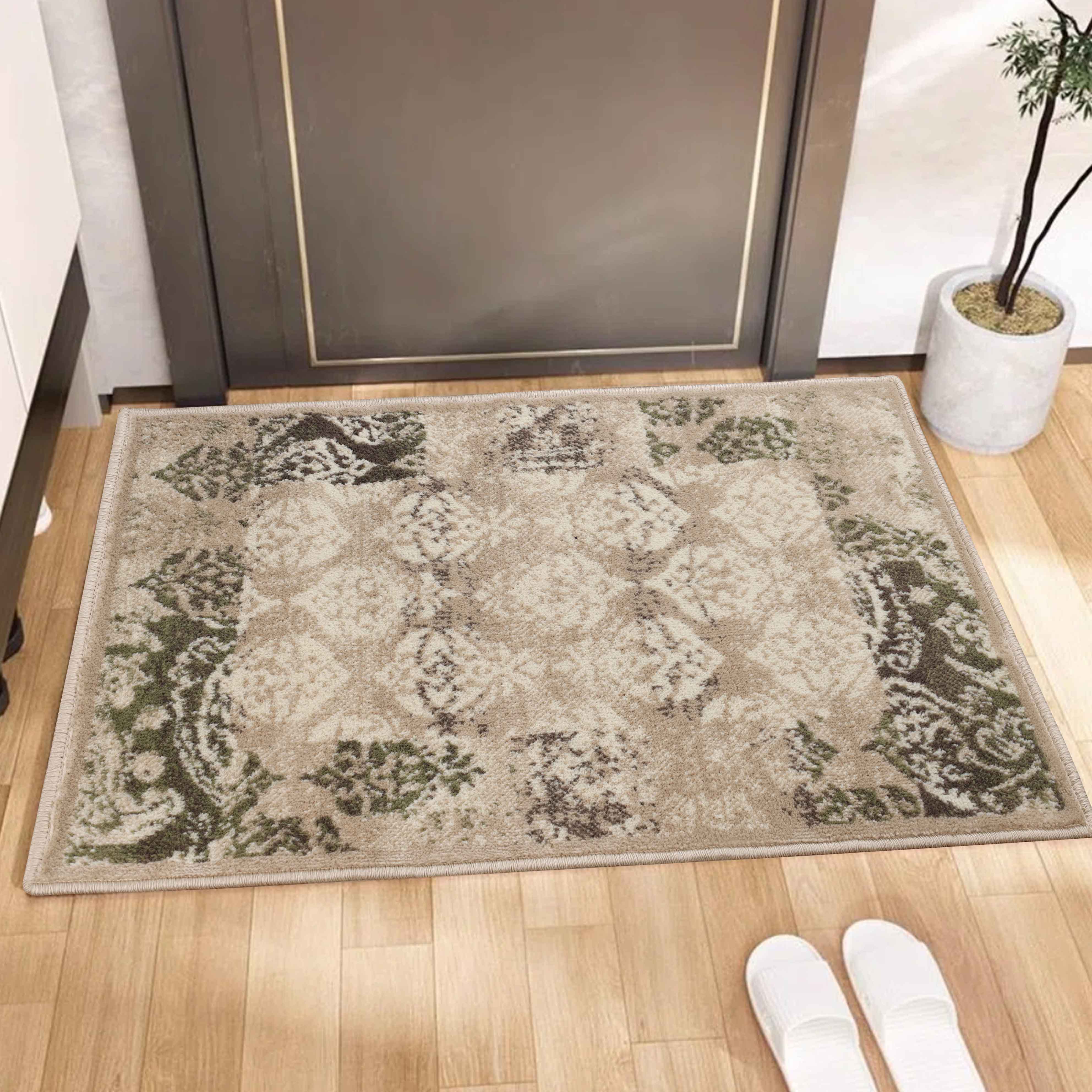 Stylish Modern Damask Indoor Area Rugs & Runners - Non-Slip Soft Living Room Carpet for Bedroom, Hallway, Entryway - Home Decor Floor Mat
