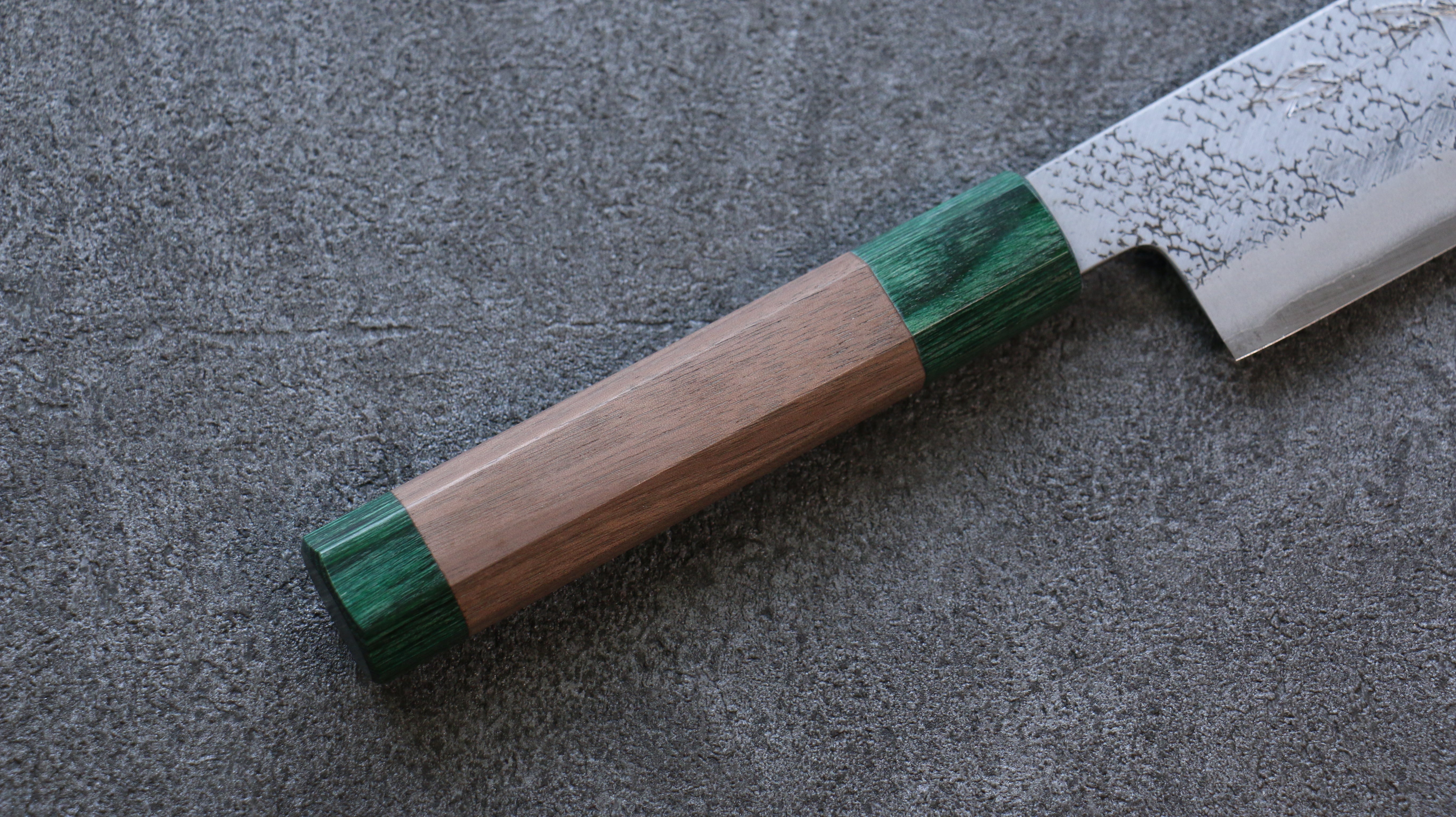 Premium Seisuke Blue Super Hammered Nakiri Knife 165mm - Japanese Chef Knife with Walnut & Double Green Pakka Wood Handle - Perfect for Slicing Vegetables, Herbs & Sushi Preparation