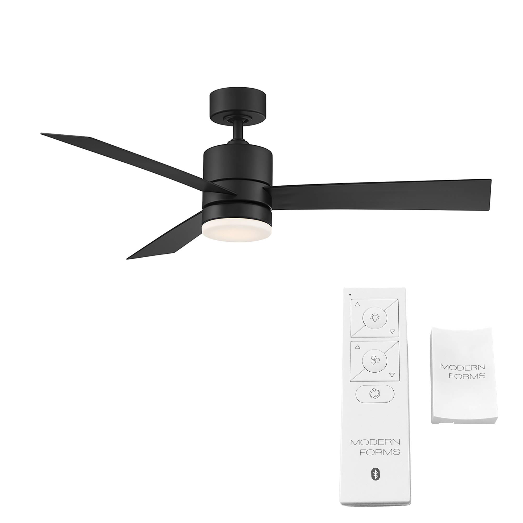 52in Matte Black Axis Smart 3-Blade Ceiling Fan with 3000K LED Light Kit & Remote Control, Compatible with Alexa, Google Assistant, Samsung Things, iOS & Android App - Perfect for Living Rooms, Bedrooms, and Outdoor Spaces