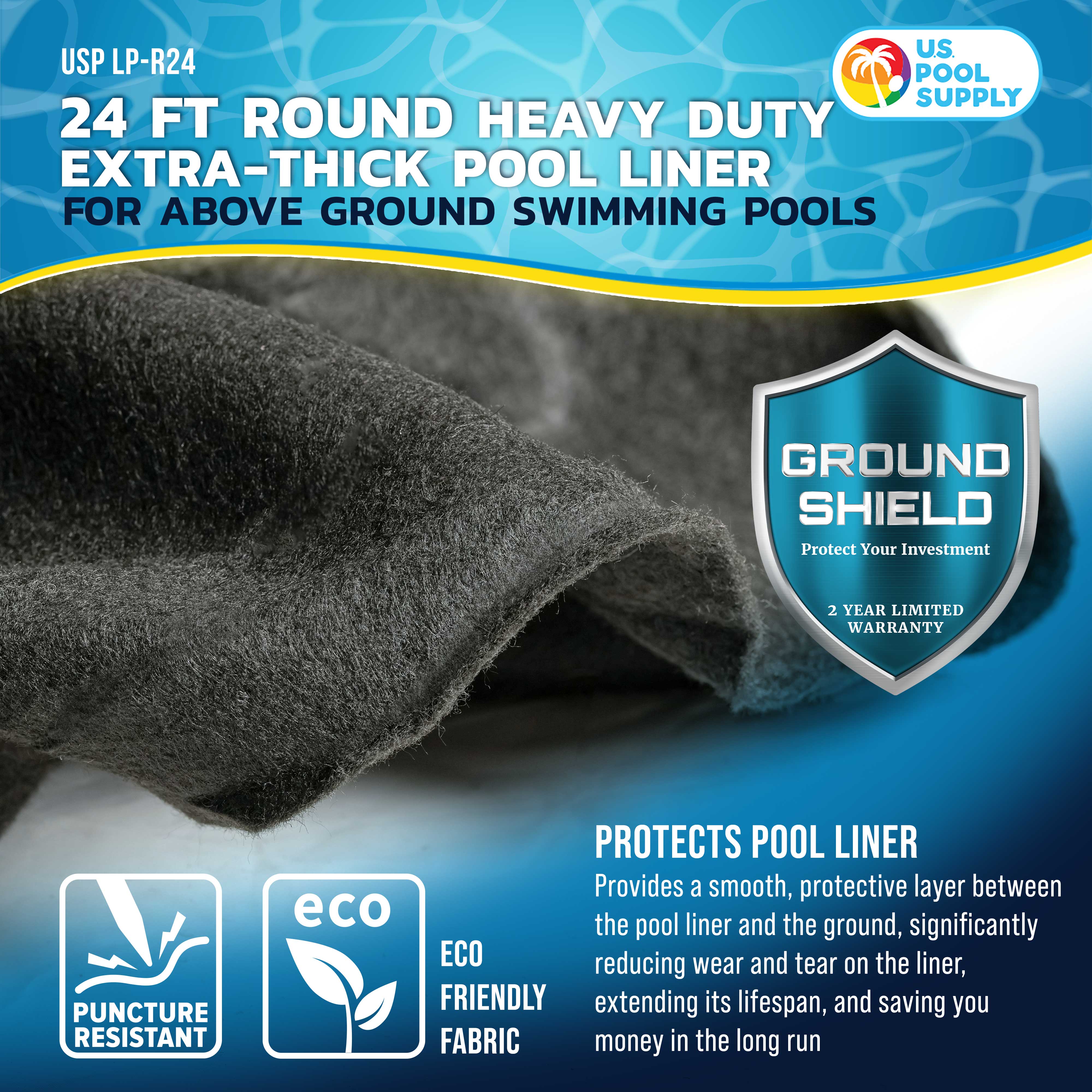Heavy Duty 24-Foot Round Pool Liner Pad for Above Ground Swimming Pools - Durable Weed Barrier Fabric Protects Liner from Punctures | Perfect for Backyard, Garden & Outdoor Pool Protection