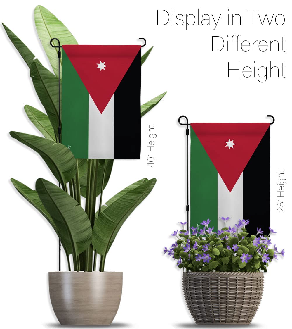 Americana Home & Garden Jordan Garden Flag Set with Stand - Double-Sided Outdoor Decoration for Yard, Patio & House - USA Made Country & Regional Banner - Perfect Gift for Garden Enthusiasts