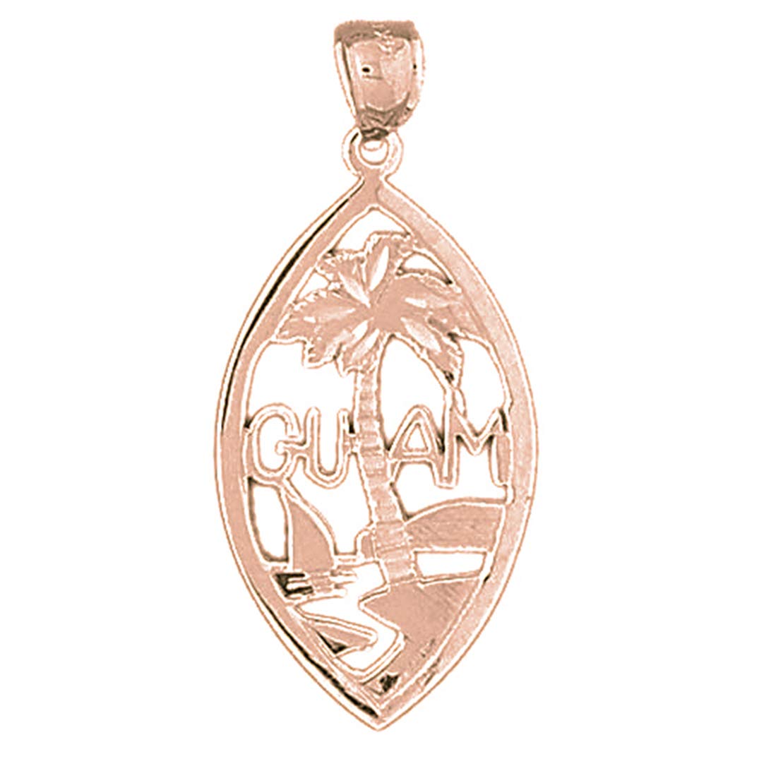 14K Solid Rose Gold Guam Island Pendant Necklace - 39mm Handmade Jewelry for Women - Perfect for Travel Gifts & Island-Themed Fashion