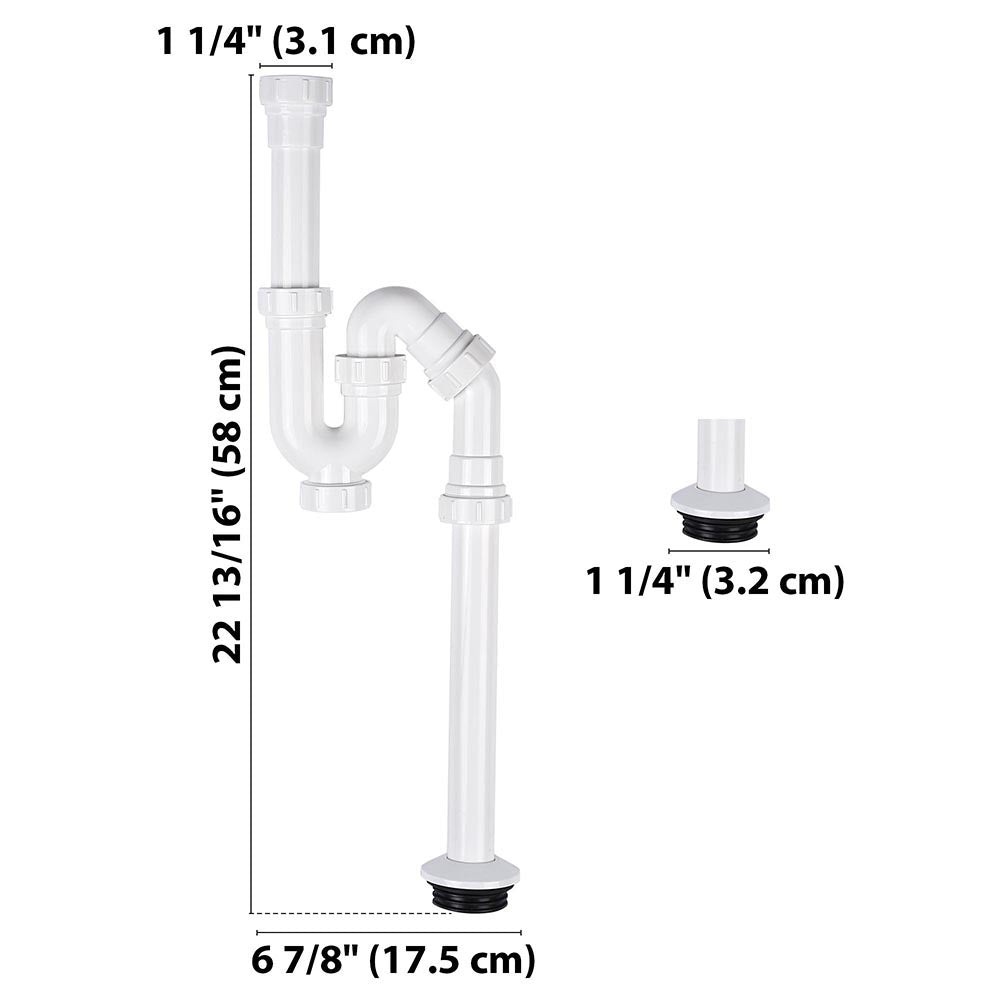 Aquaterior 1-1/4 Inch ABS Plastic S-Trap Slip Joint Drain Pipe for Kitchen & Bathroom Sink - Odor Preventing Plumbing Fitting for Home Improvement Projects