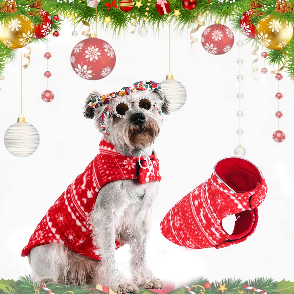 Red Reindeer Christmas Dog Sweater - Warm Fleece Puppy Vest Jacket Coat for Small Medium Dogs (XXL) - Perfect for Holiday Photos, Winter Walks & Festive Pet Parties