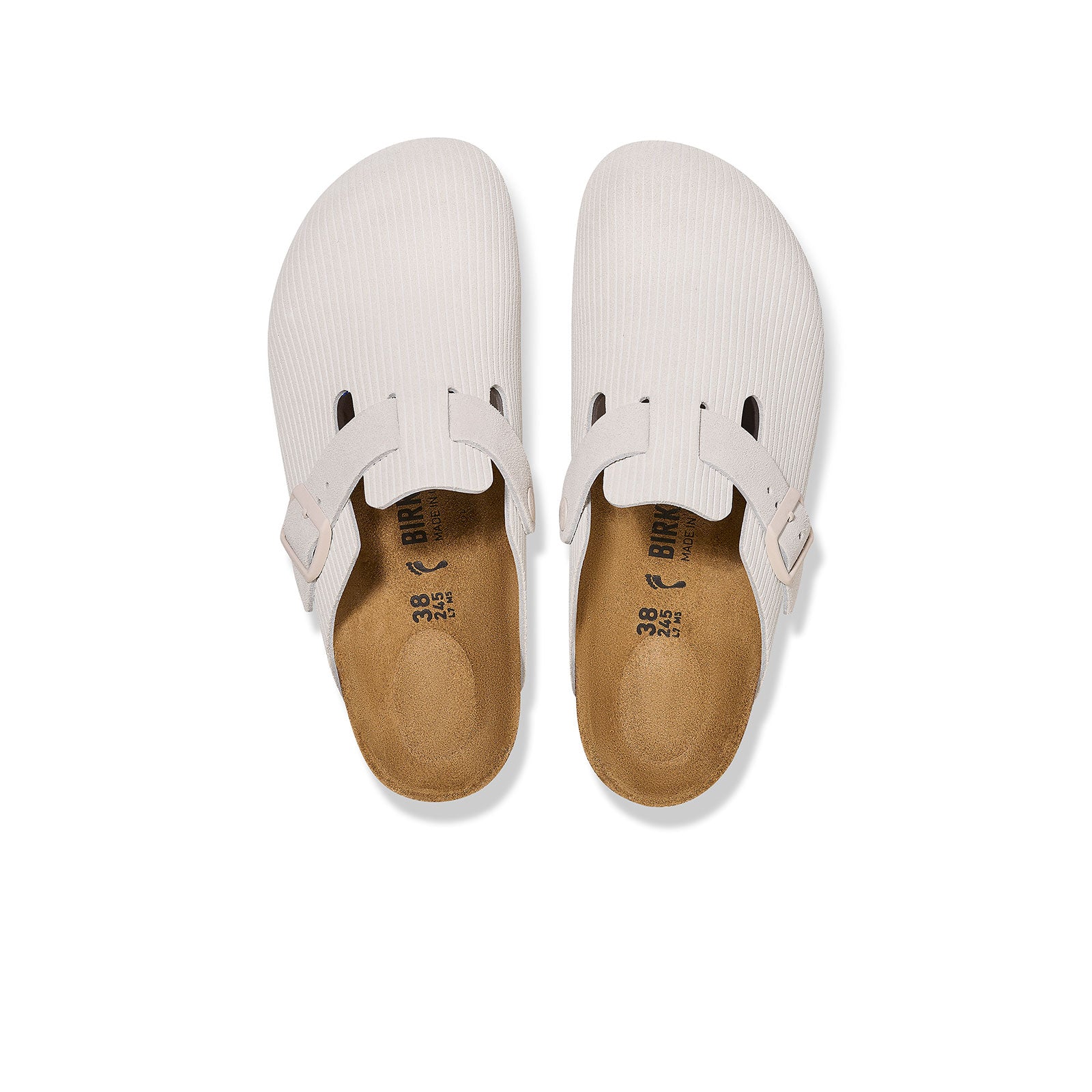 Birkenstock Boston Narrow Clog for Women - Comfortable Cork Footbed Sandals in Antique White Corduroy | Perfect for Casual Wear, Home & Office