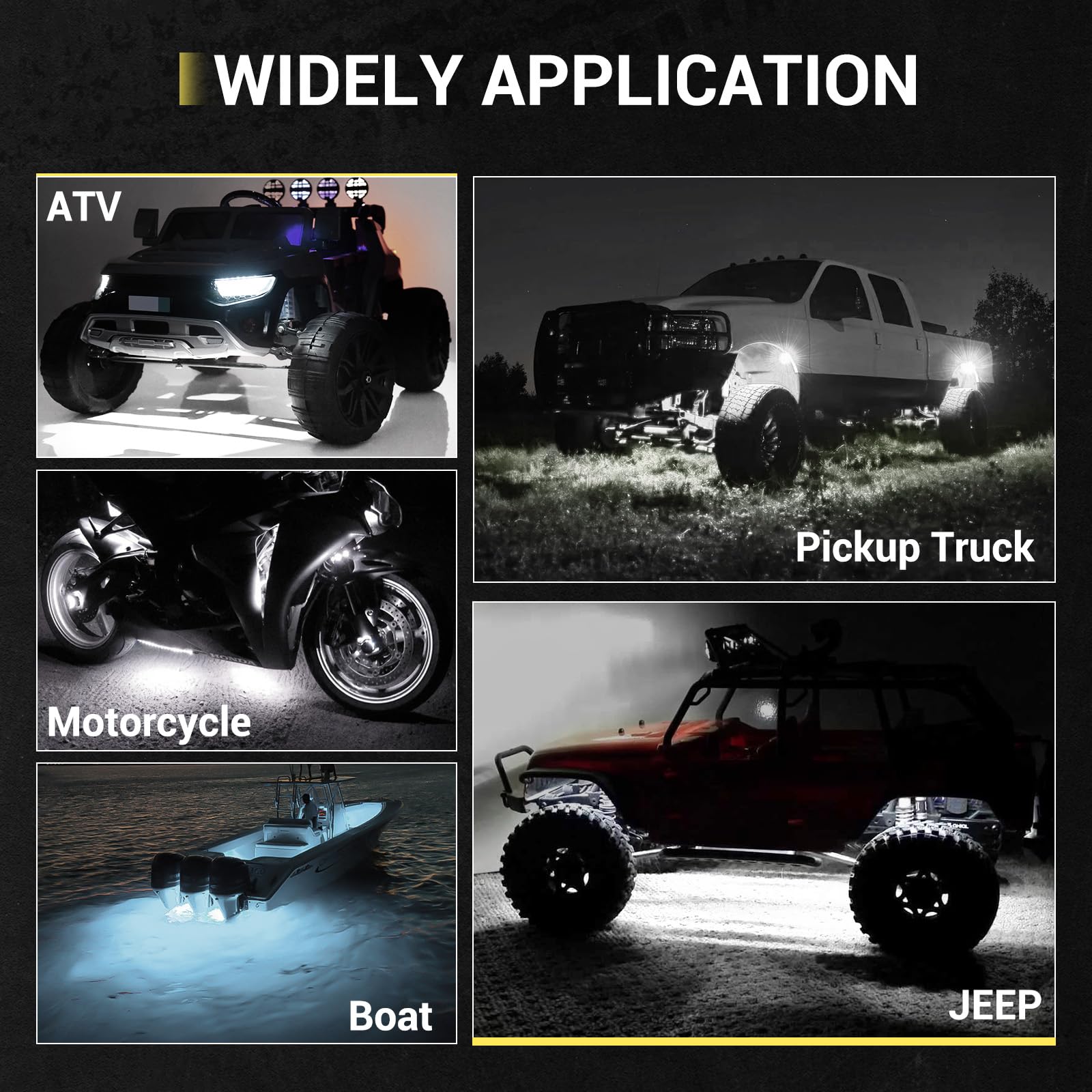 20 Pods White Rock Lights 6000K Pure White - 36 LEDs SMD Super Bright Neon Underglow Lights IP68 Waterproof for Trucks, SUVs, UTVs, ATVs, RZRs, Cars & Boats - Perfect for Off-Roading, Night Driving & Vehicle Customization (White)