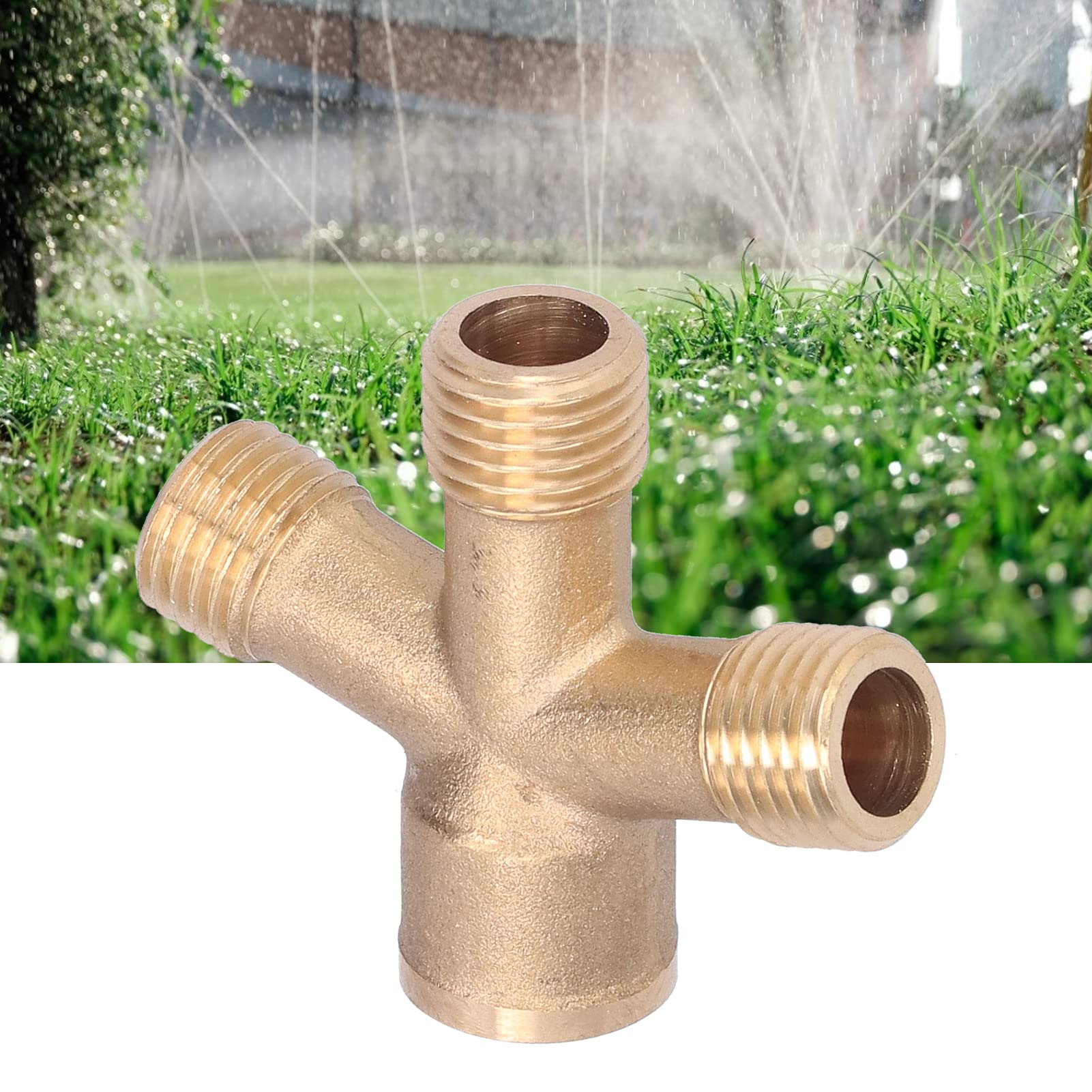 Haofy 4-Way Brass Garden Hose Splitter - M14 Thread for Outdoor & Indoor Use