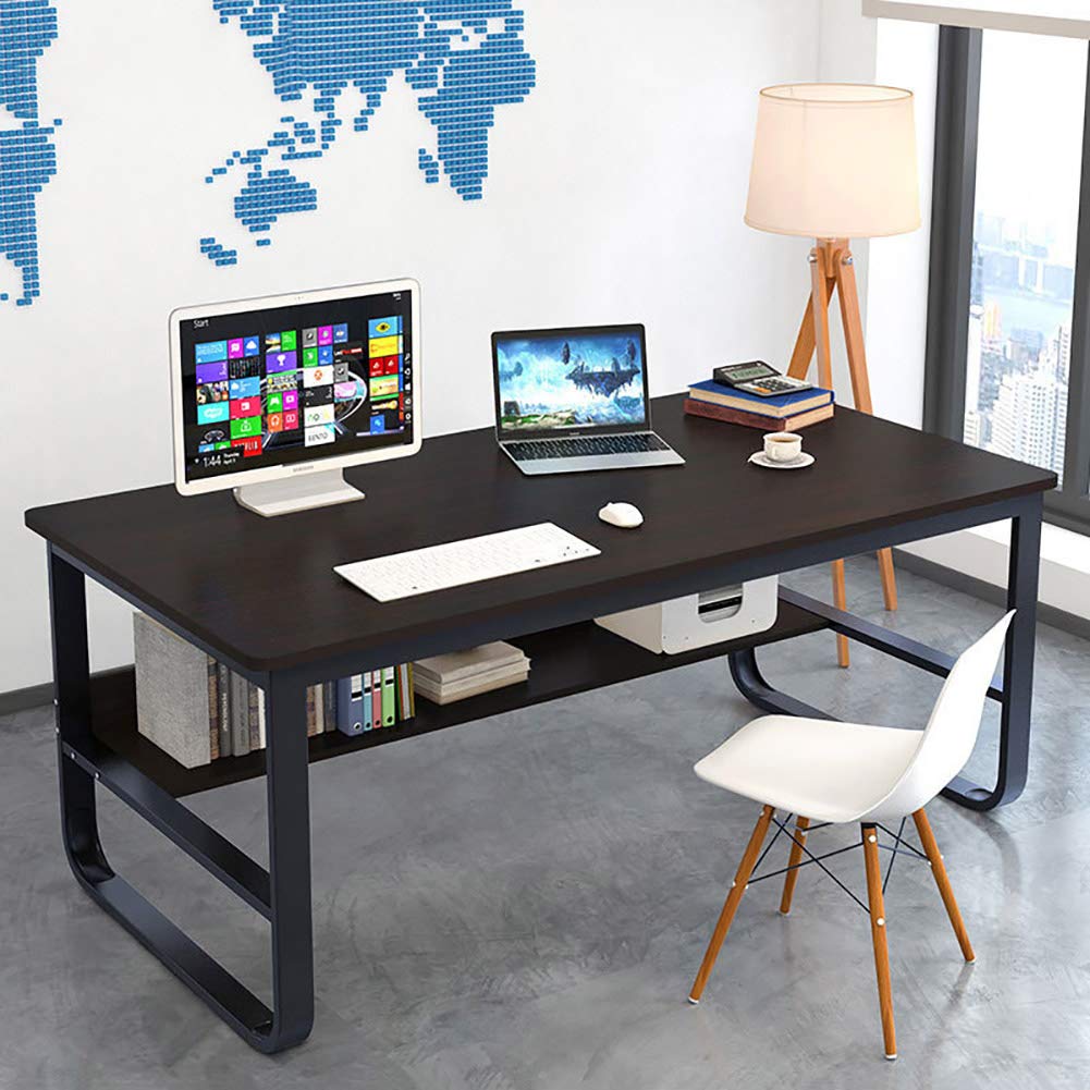 Modern Computer Desk with Bookshelf - Sturdy Home Office Desk for Workstation, Study & Writing | Extra Strong Legs & Simple Design for Small Spaces, Dorm Rooms & Home Offices
