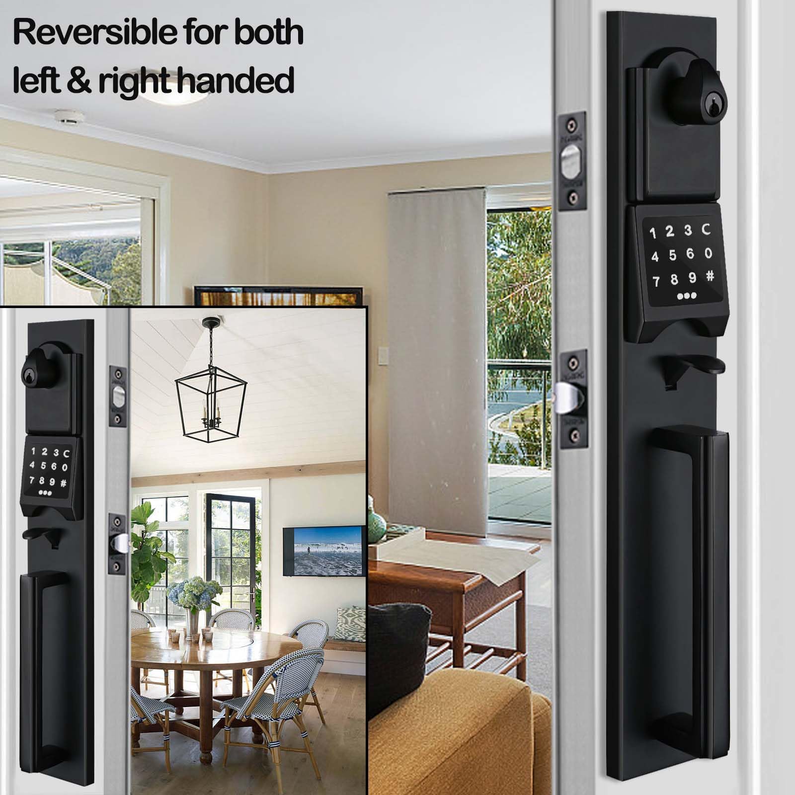 NEWBANG Smart Keypad Front Door Handleset for Double Doors - Electronic Deadbolt Lock with Dummy Set - Secure Keyless Entry for Homes & Offices