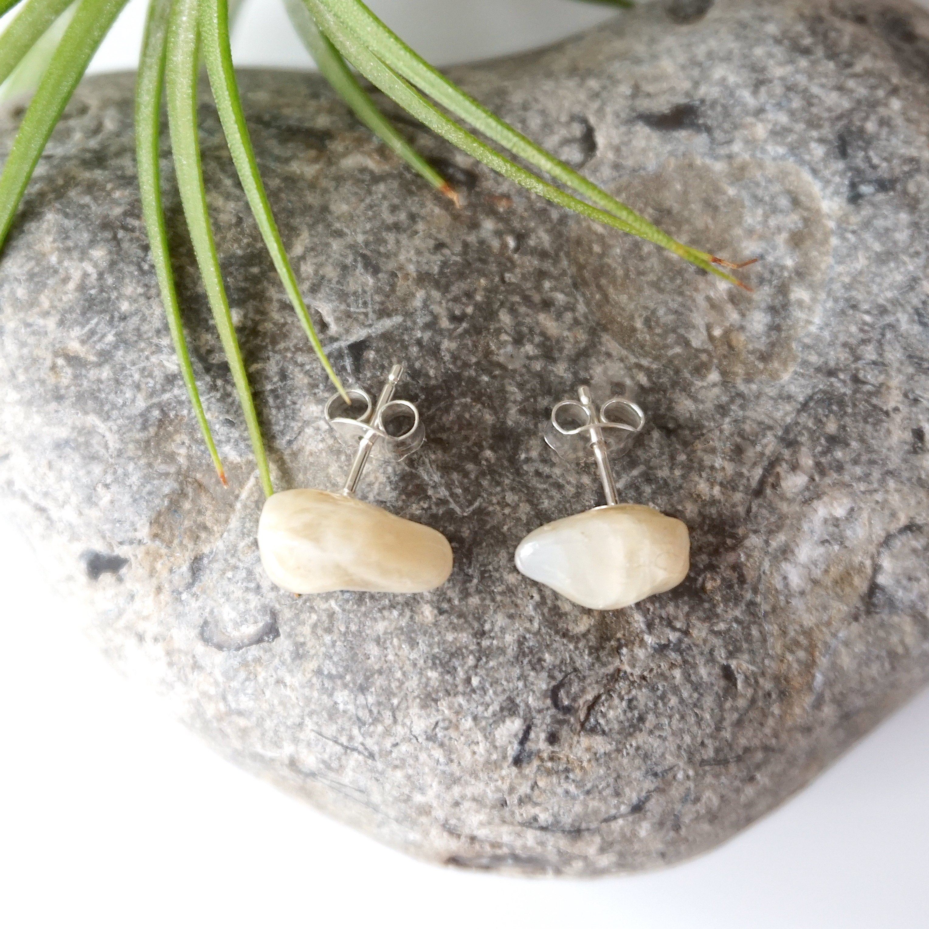 Moonstone Stud Earrings for Women - Hypoallergenic Sterling Silver Post Earrings for Everyday Wear & Special Occasions