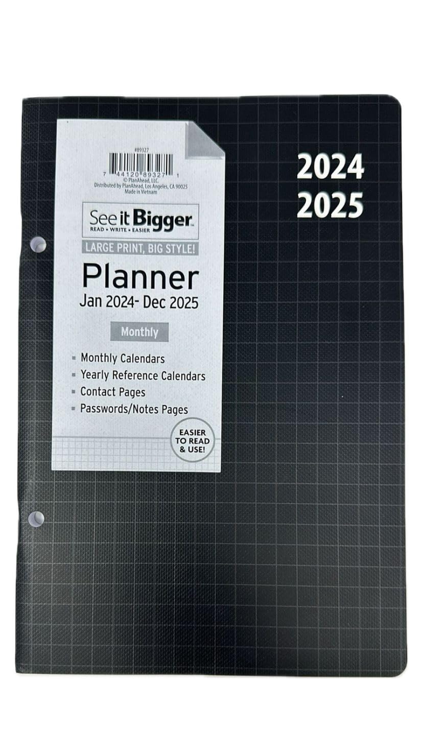 PlanAhead 2024-2025 Monthly Planner - 2 Year Calendar for Home & Office - 6x9 Inches Medium Size - Black - Perfect for Scheduling, Goal Tracking & Productivity (January 2024-December 2025)