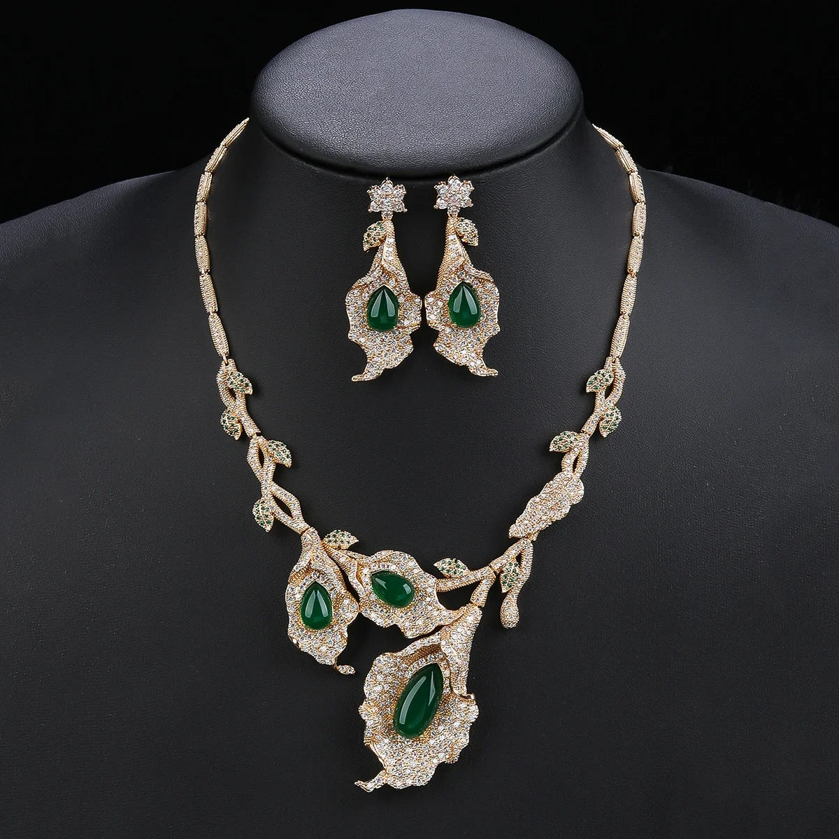 Elegant Floral Necklace and Earrings Set - High-Quality Wedding & Bridal Jewelry for Women - Perfect for Parties, Prom, and Special Occasions