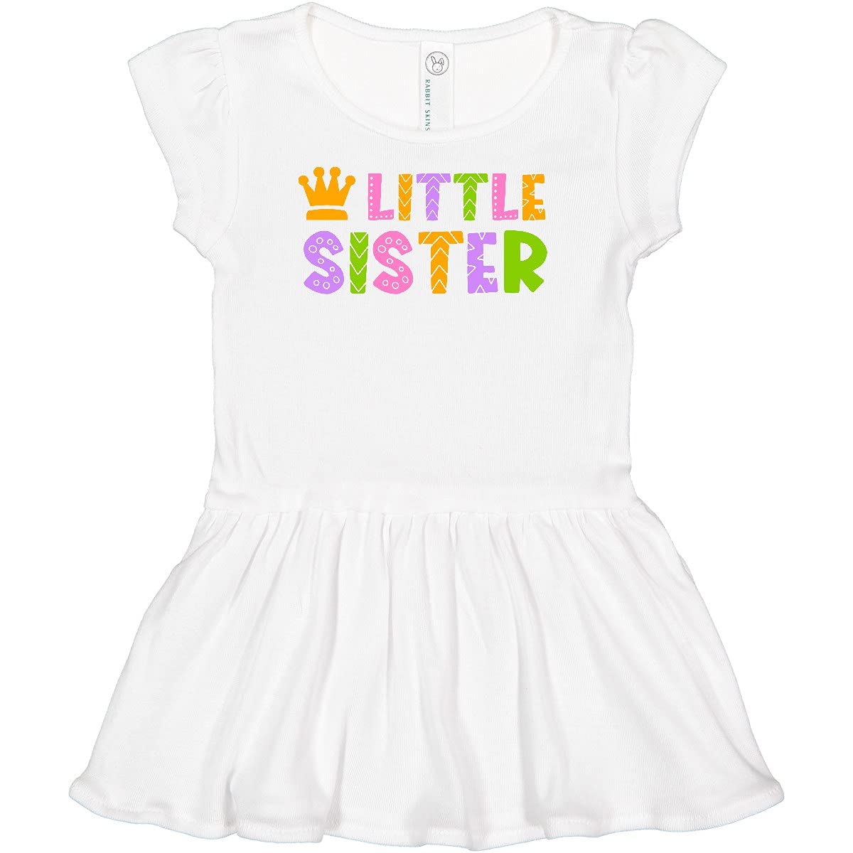 Inktastic Baby Little Sister with Crown Infant Dress - Cute & Comfortable Outfit for Newborn Girls | Perfect for Birthday, Photo Shoots & Special Occasions