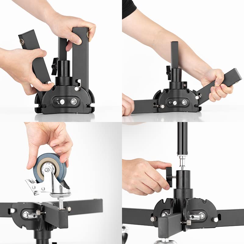 AMBITFUL 21-31.9 Inch Adjustable Mobile Light Stand - Foldable Photography Light Stand Bracket for Studio Flash LED Lights & Strobe Lights (2 Pack) - Perfect for YouTube Videos, Product Photography & Live Streaming
