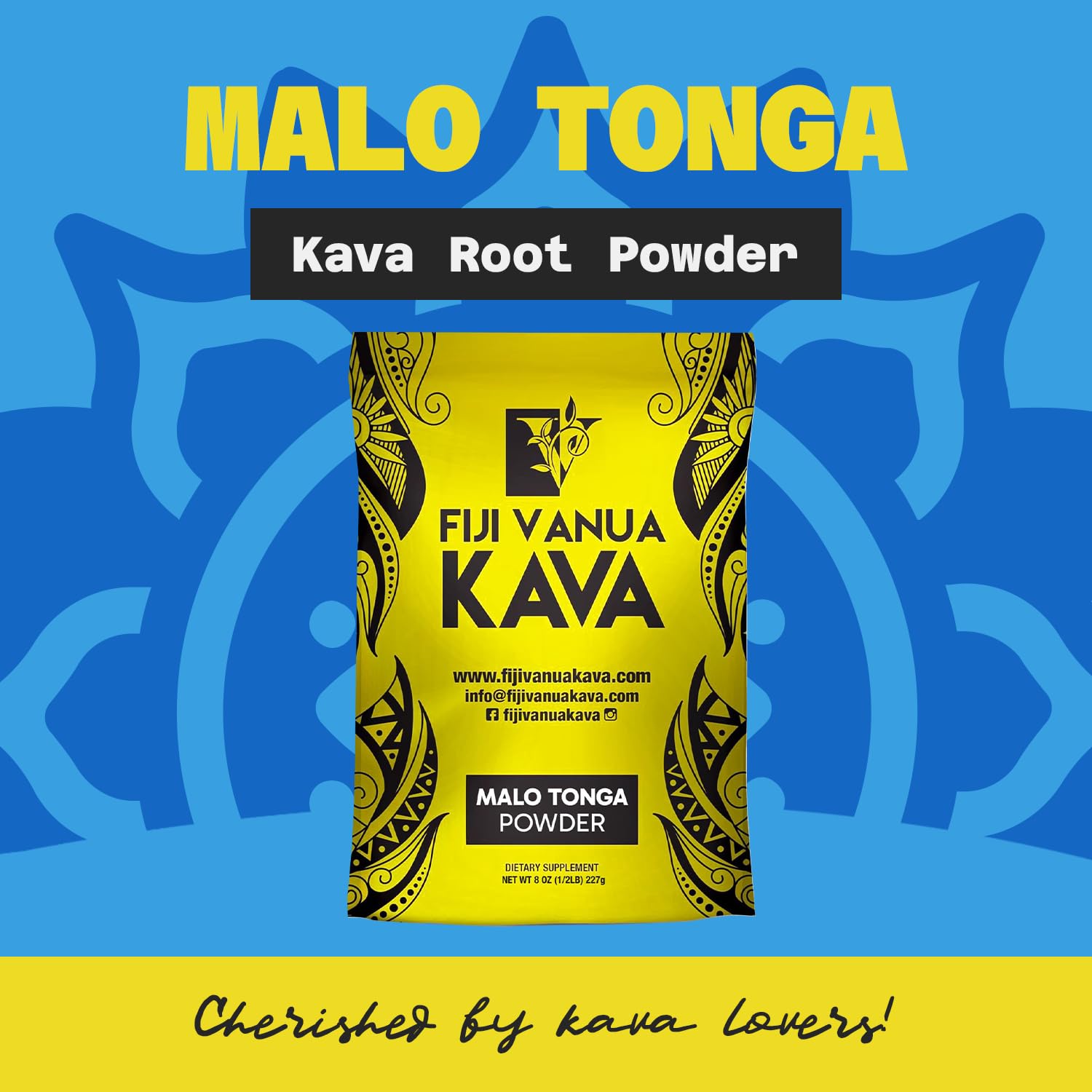 Premium Fiji Vanua Kava-Malo Tonga Kava Drink Powder - 8oz Medium Grind Traditional Kava Root Powder for Smooth & Creamy Taste - Easy to Prepare Natural Relaxation Drink for Stress Relief & Social Gatherings