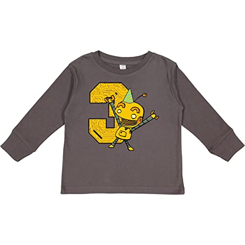 Inktastic Robot 3rd Birthday Toddler T-Shirt - Cute Long Sleeve Top for Boys Girls - Perfect for Birthday Parties, School & Playdates
