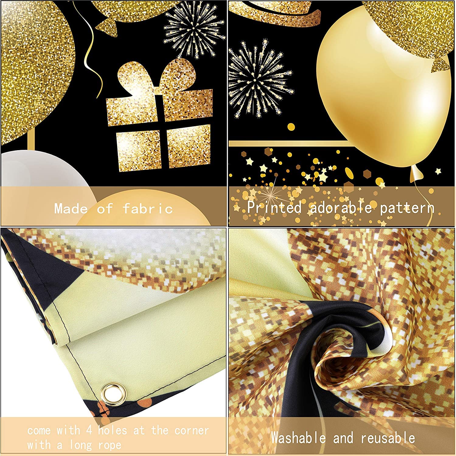 50th Happy Birthday Banner - Gold & Black Birthday Decorations for Men - Party Supplies & Backdrop for Milestone Celebrations | Perfect for Home, Office & Surprise Parties