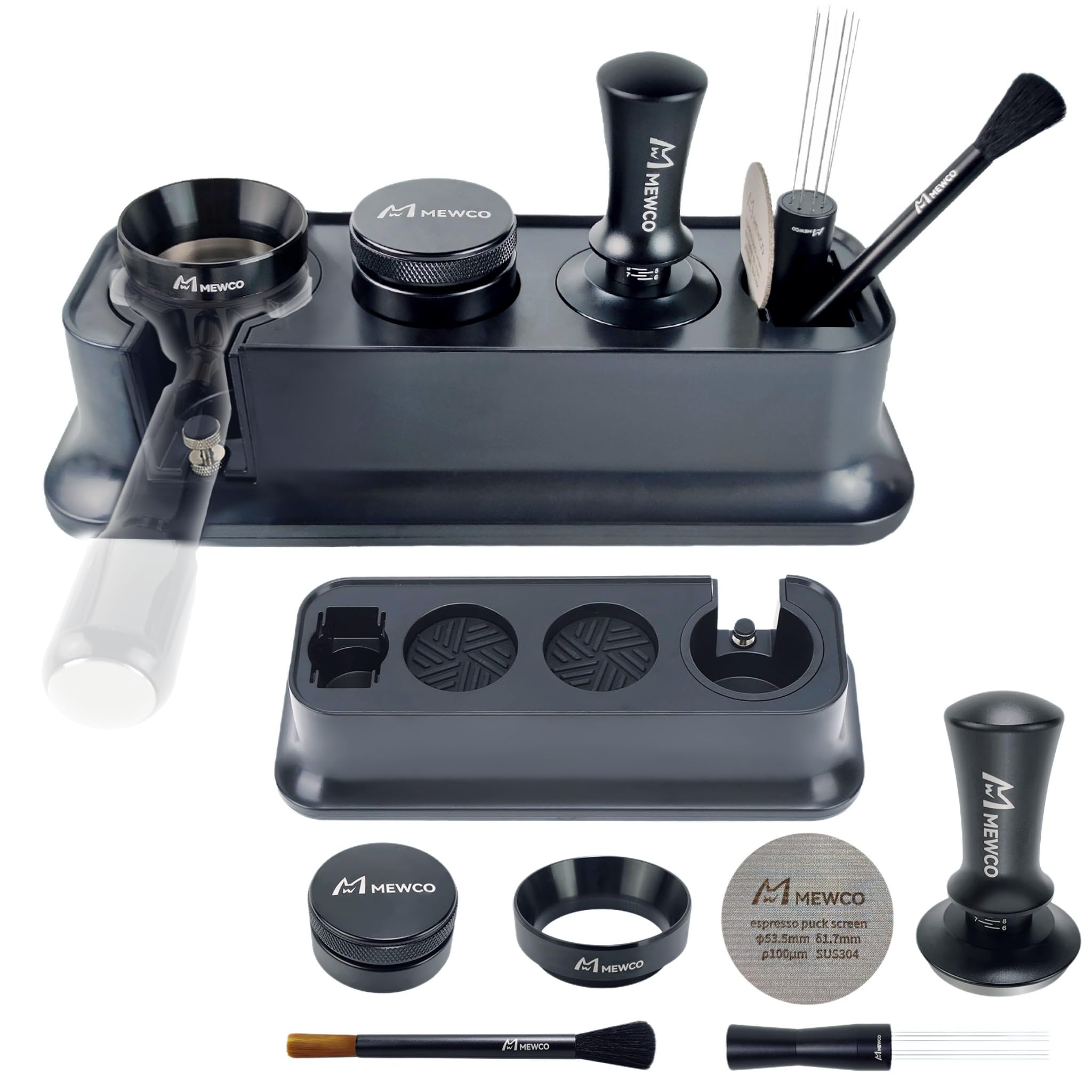7-Piece Espresso Accessories Kit - 54mm Coffee Tamper, Distributor, WDT Stirrer, Dosing Funnel, Brush & Puck Screen - Professional Barista Tools for Home & Office Coffee Brewing - Perfect for Espresso Machine Enthusiasts & Coffee Lovers
