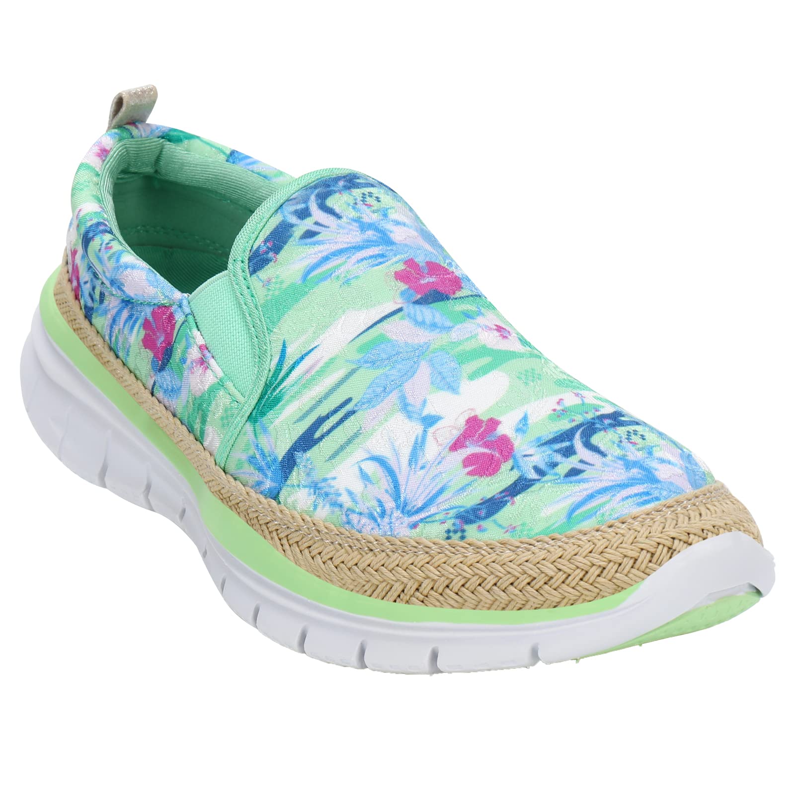 Women's Floral Slip-On Loafers with Arch Support - Lightweight Comfortable Travel Sneakers for Walking, Work & Casual Outfits