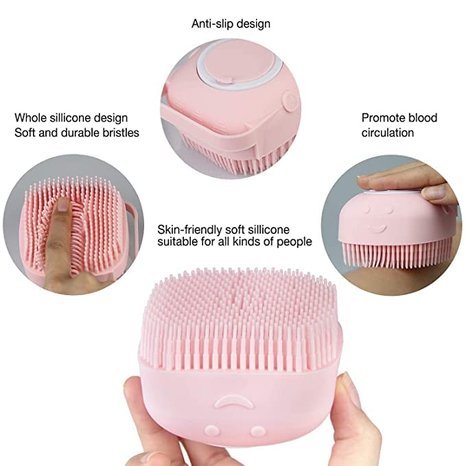 RAGHUVIR 3-Pack Silicone Body Scrubber Brush - Soft Exfoliating Shower Brush with Built-in Shampoo Dispenser for Men, Women & Kids - Skin Massage & Cleansing - Perfect for Daily Shower, Spa & Exfoliation (Multicolor)