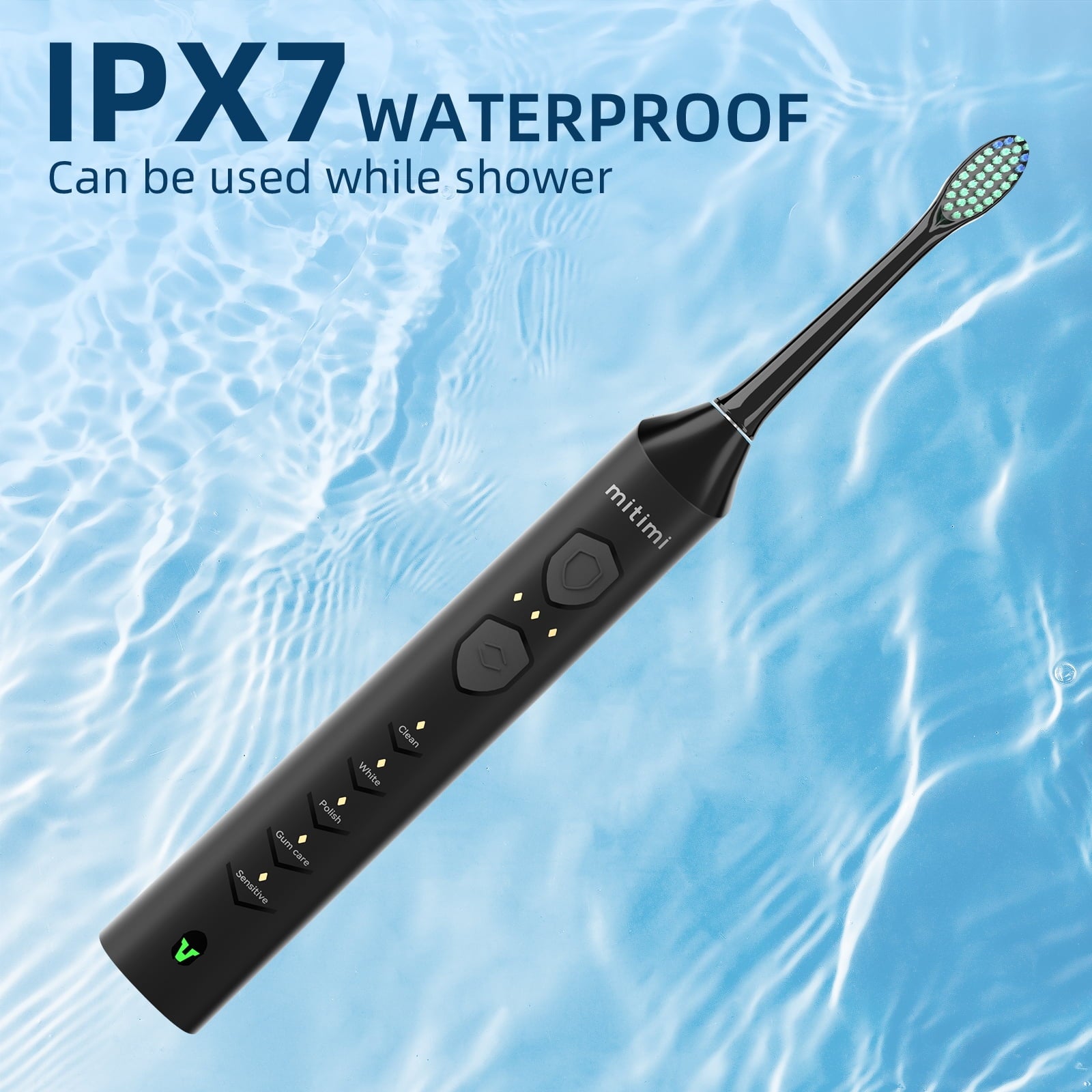 Mitimi D36 Sonic Electric Toothbrush - 3 Intensity Levels & 5 Cleaning Modes, Wireless Fast Charging, IPX7 Waterproof, for Adults & Kids - Perfect for Travel, Home & Family Oral Care