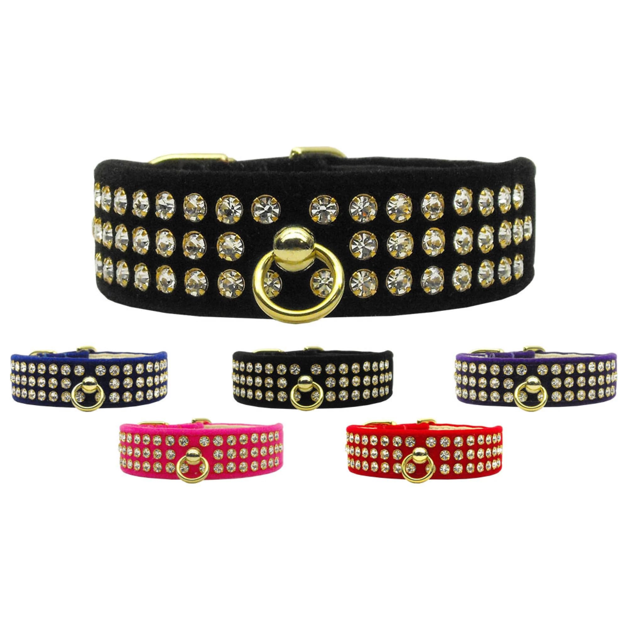 Luxury Crystal Velvet Dog Collar for Small & Medium Dogs - Adjustable Red Pet Collar with Rhinestones for Puppies, Fashionable & Comfortable - Perfect for Daily Walks, Training, and Special Occasions