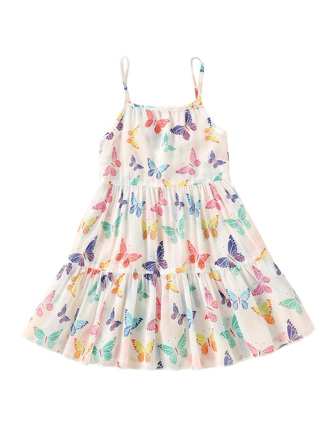 Cute Girls' Allover Print Ruffle Hem Bikini Cover Up Dress - Beach Swimwear, Pool Party Outfit, Summer Vacation Dress for Toddler & Kids