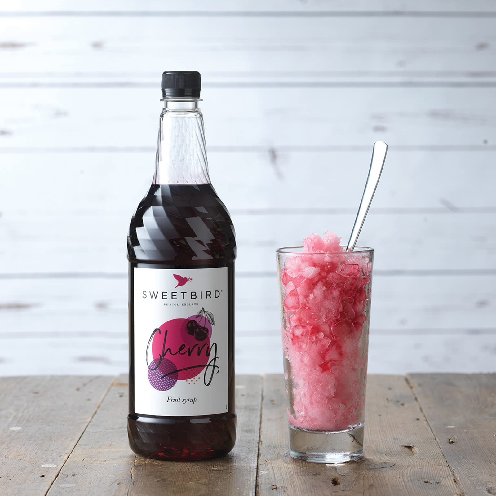 Sweetbird Cherry Flavored Syrup - 1 Liter | Vegan, GMO Free, All Natural | Perfect for Cocktails, Desserts & Coffee Drinks