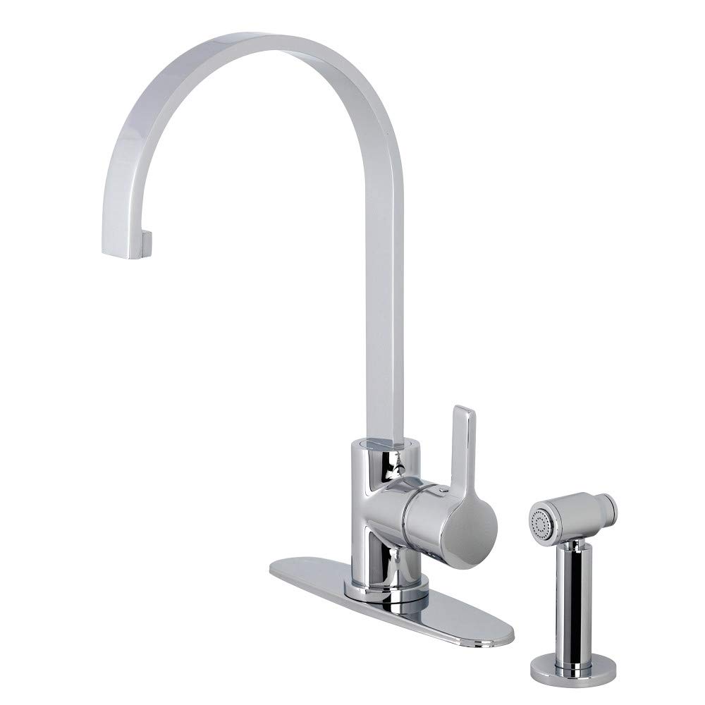 Kingston Brass LS8711CTLBS Continental Single-Handle Pull-Down Kitchen Faucet with Brass Sprayer - 9.81