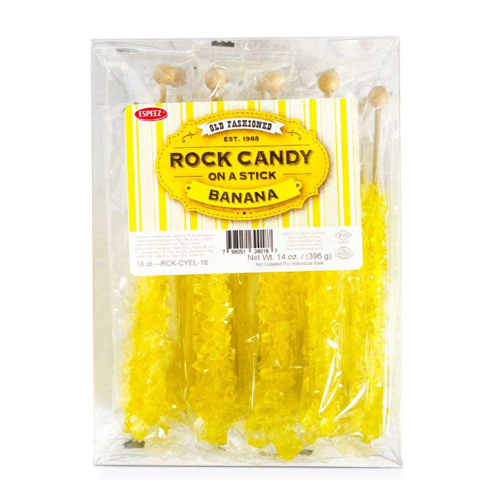 Espeez Old Fashioned Rock Candy Sticks - 18 Count Box | Yellow Hard Candy for Parties, Gifts & Vintage Treats | Perfect for Weddings, Baby Showers & Holiday Celebrations