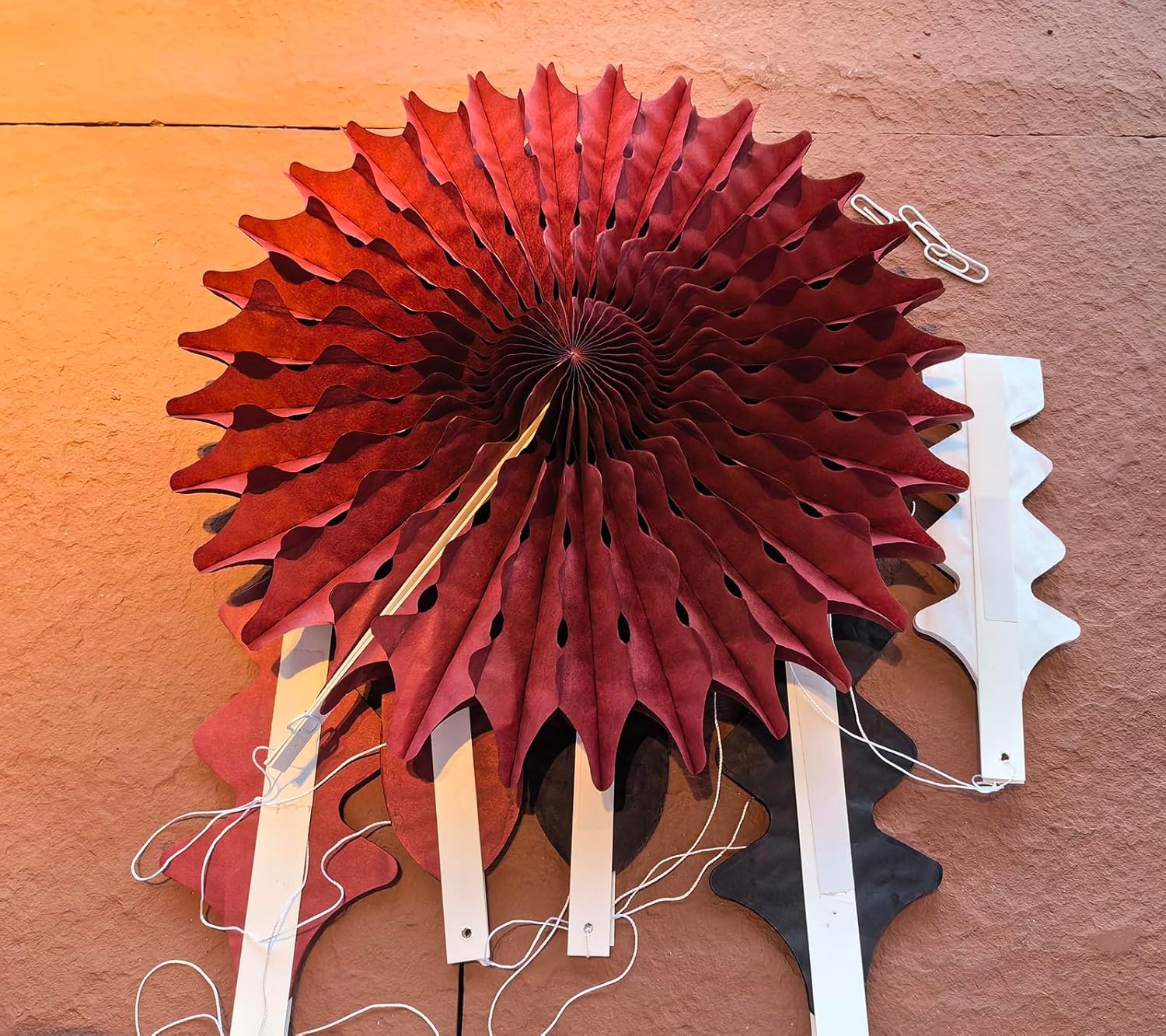 7pcs Burgundy Cream Pink Pinwheels Tissue Paper Fans - Elegant Party Decorations for Birthday, Bridal Shower, Valentine's Day & Fall Bachelorette Party | Perfect for Wedding, Baby Shower & Home Decor